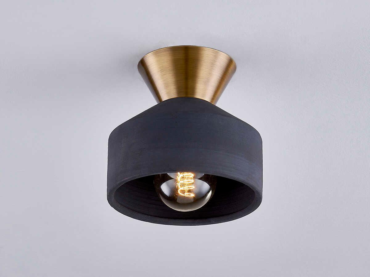 Troy Lighting Covina 1-Light Patina Brass Black Flush Mount