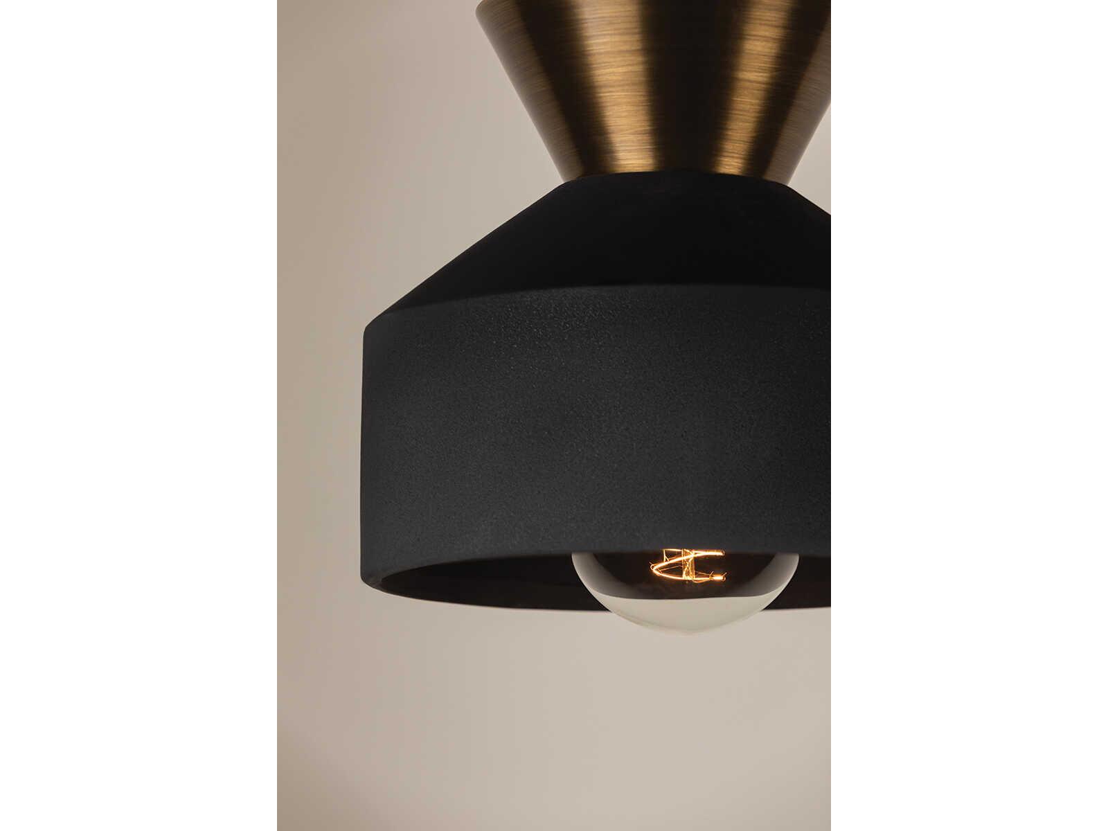 Troy Lighting Covina 1-Light Patina Brass Black Flush Mount