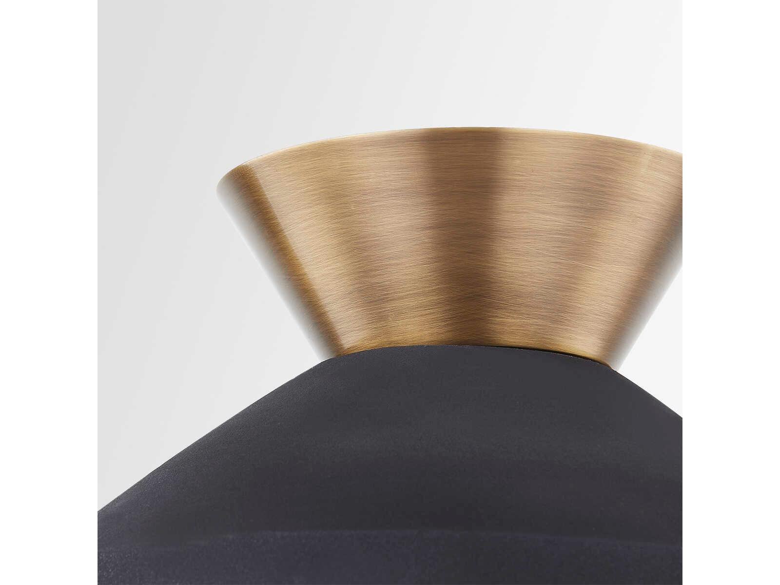 Troy Lighting Covina 1-Light Patina Brass Black Flush Mount