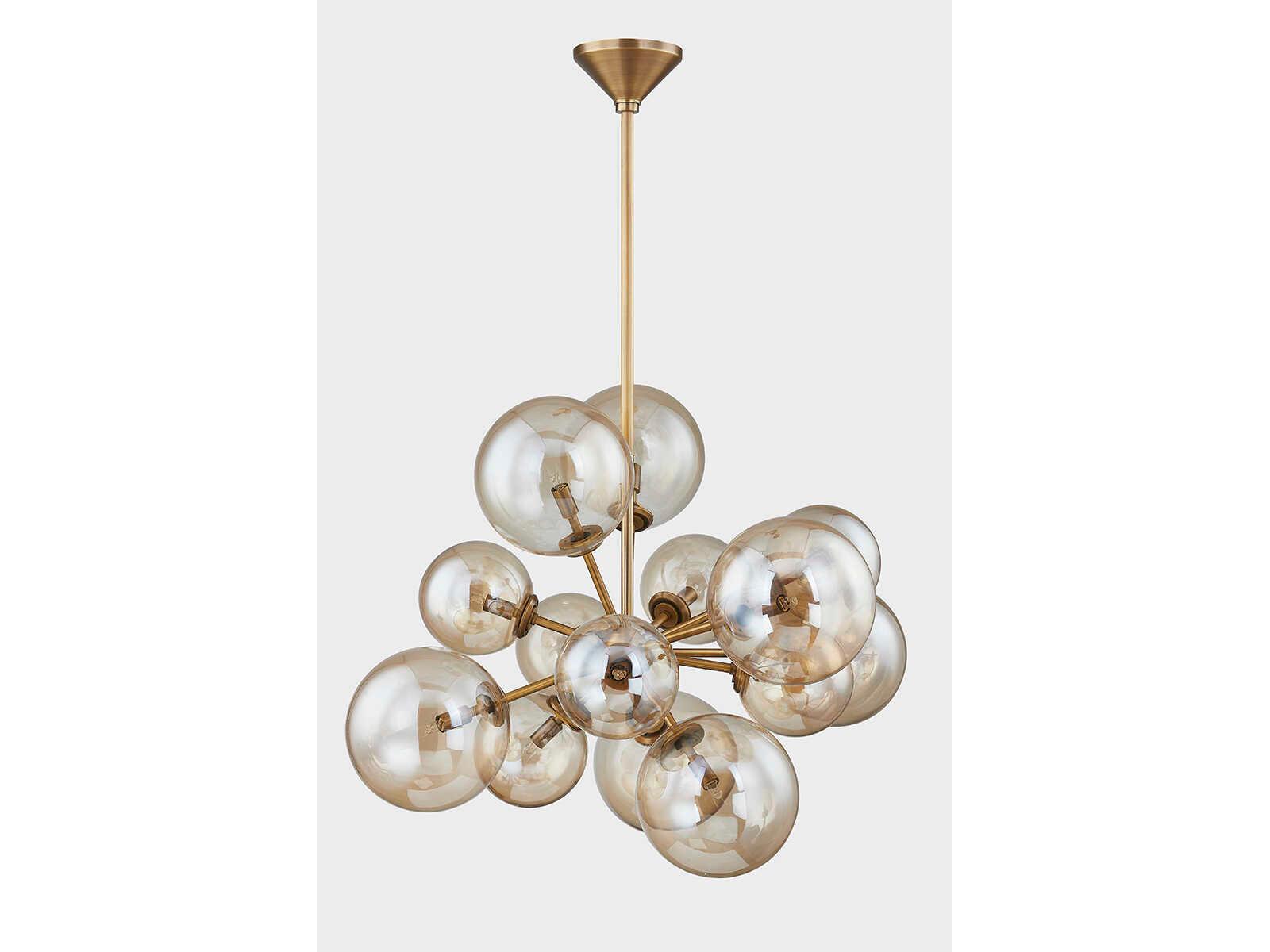 Troy Lighting Santee 13-Light Patina Brass Glass Globe Sputnik Chandelier