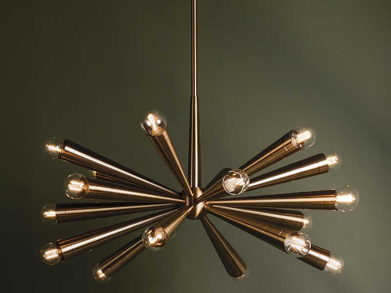 Troy Lighting Keanu 18-Light8-Light Patina Brass Candelabra Sputnik Chandelier