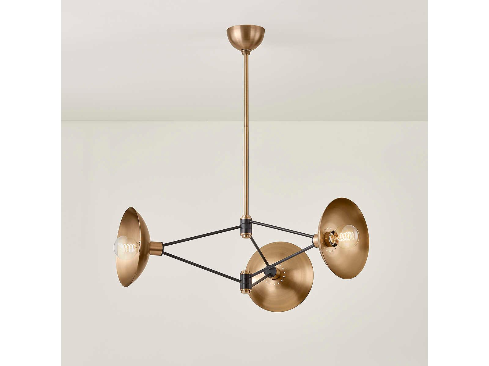Troy Lighting Axel 3-Light Patina Brass Soft Black Chandelier