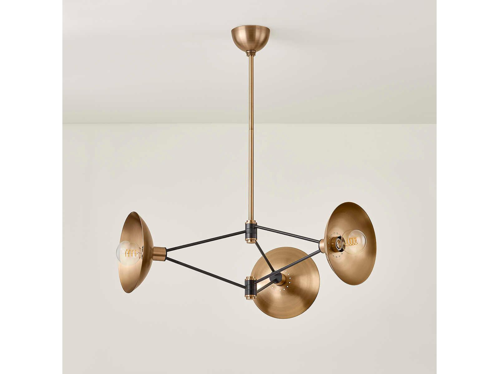 Troy Lighting Axel 3-Light Patina Brass Soft Black Chandelier