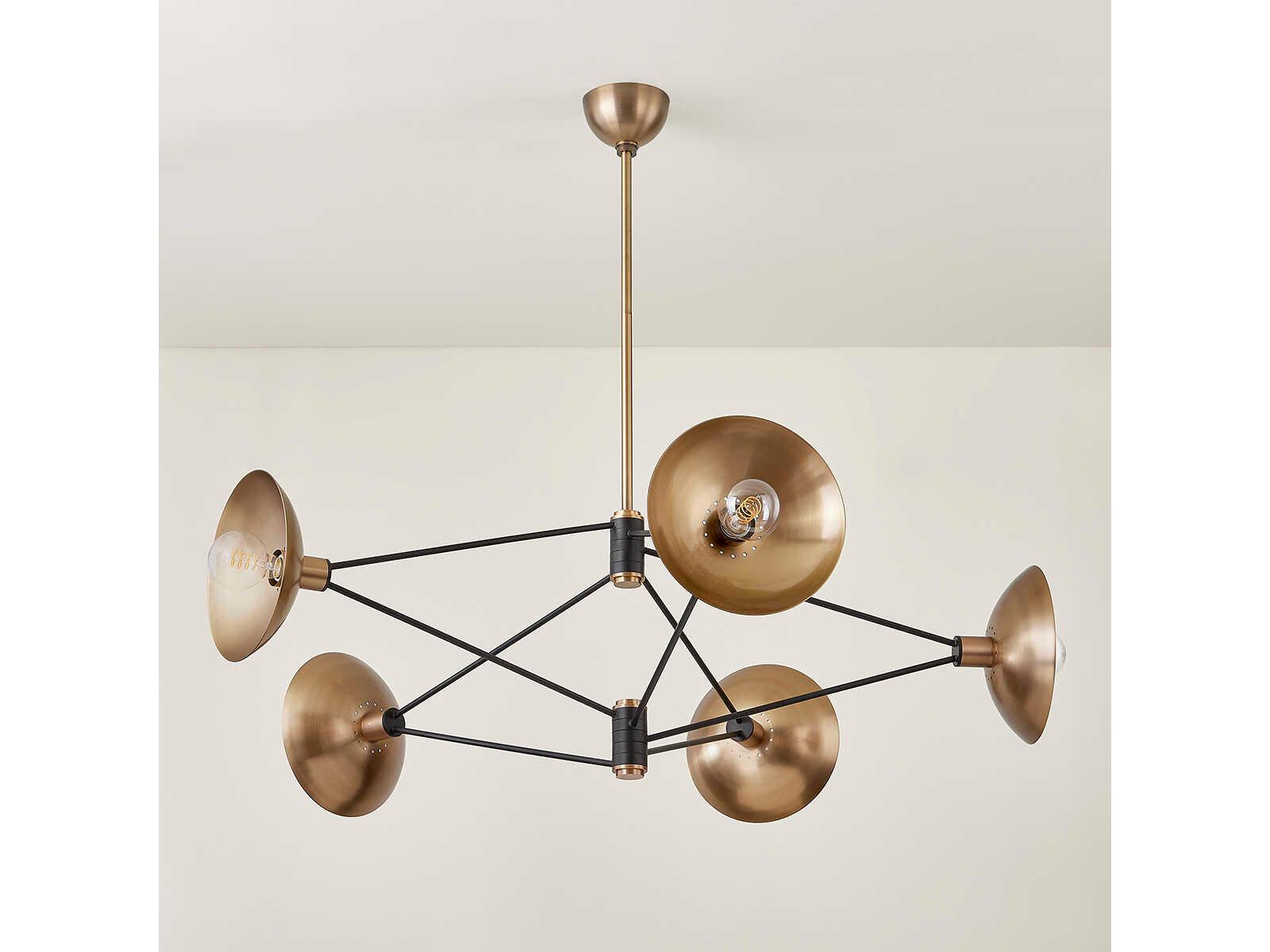 Troy Lighting Axel 5-Light Patina Brass Soft Black Chandelier