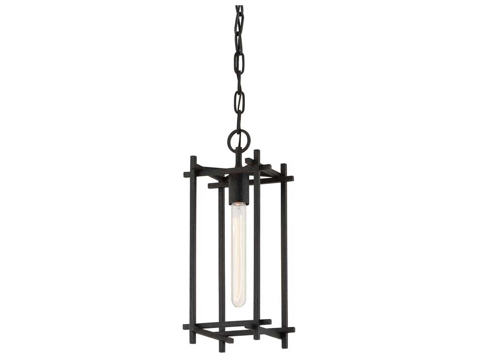 Troy Lighting Huck 1-Light Black Geometric Lantern Mini Pendant
