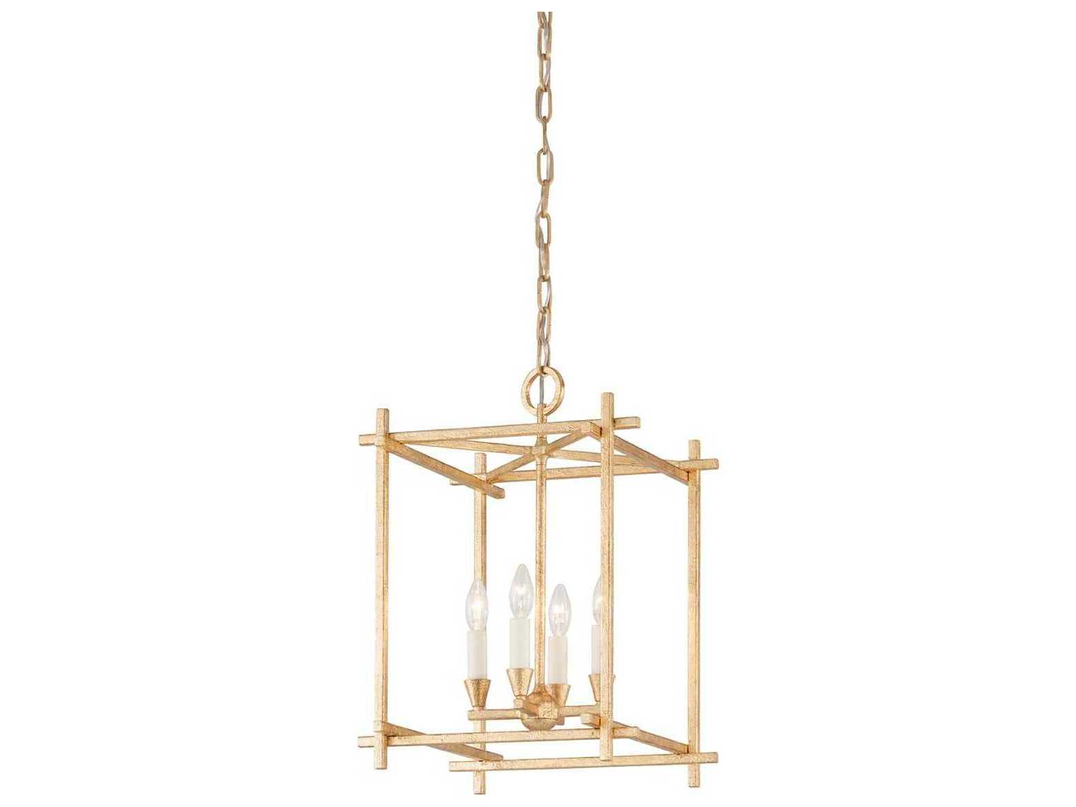 Troy Lighting Huck 4-Light Gold Candelabra Geometric Lantern Chandelier