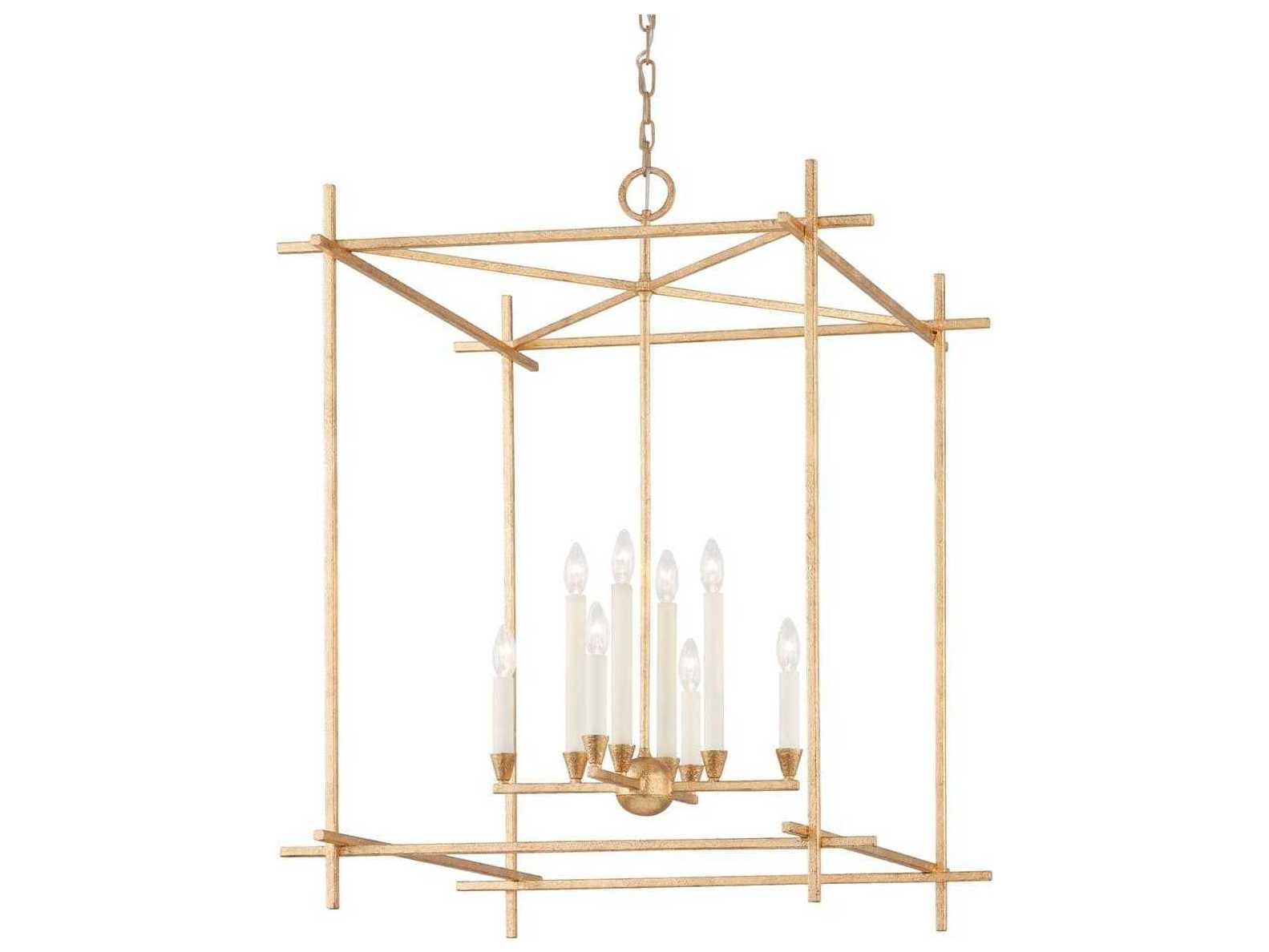 Troy Lighting Huck 8-Light Gold Candelabra Geometric Lantern Chandelier