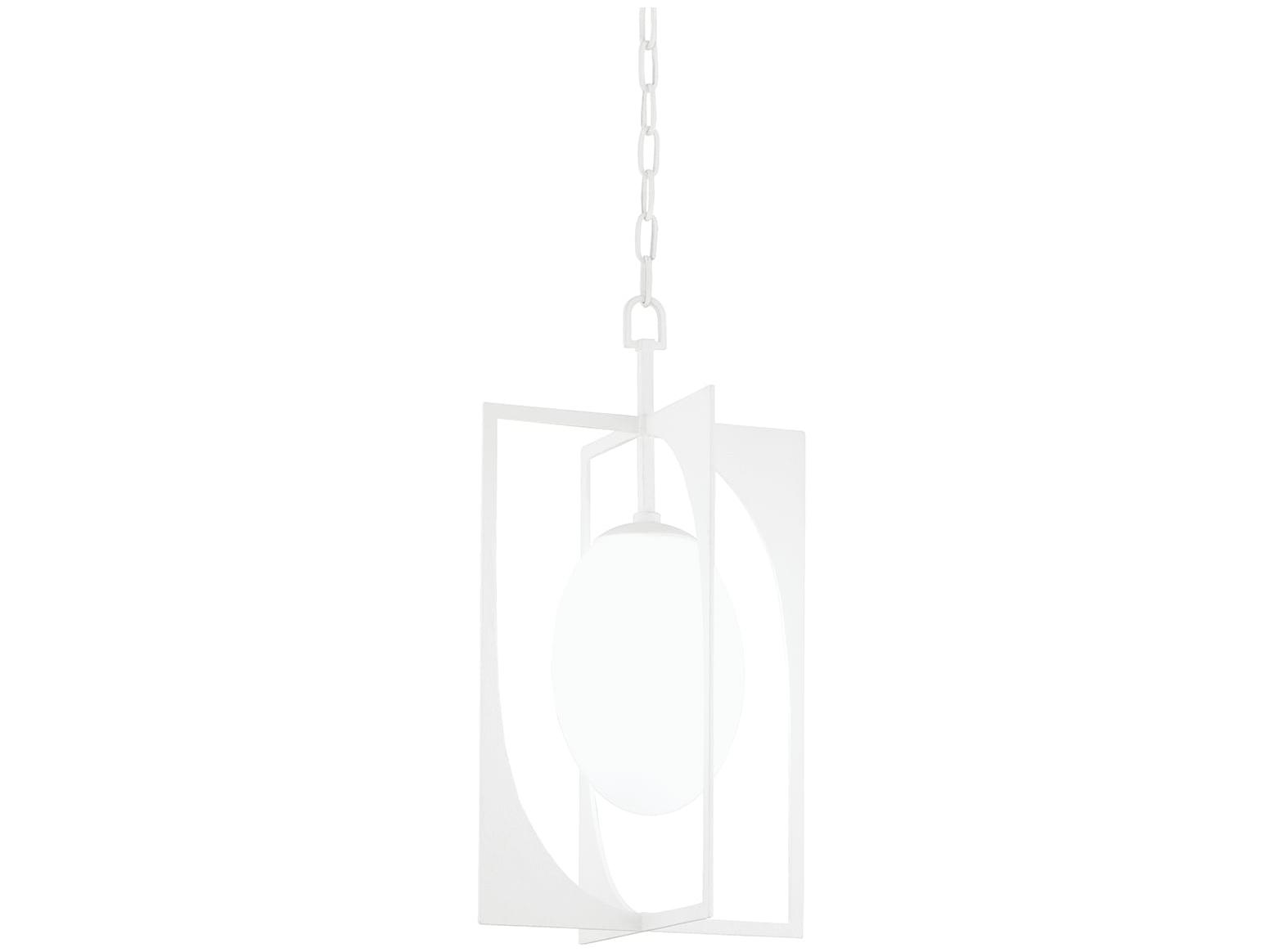 Troy Lighting Enzo 1-Light White Glass Geometric Pendant