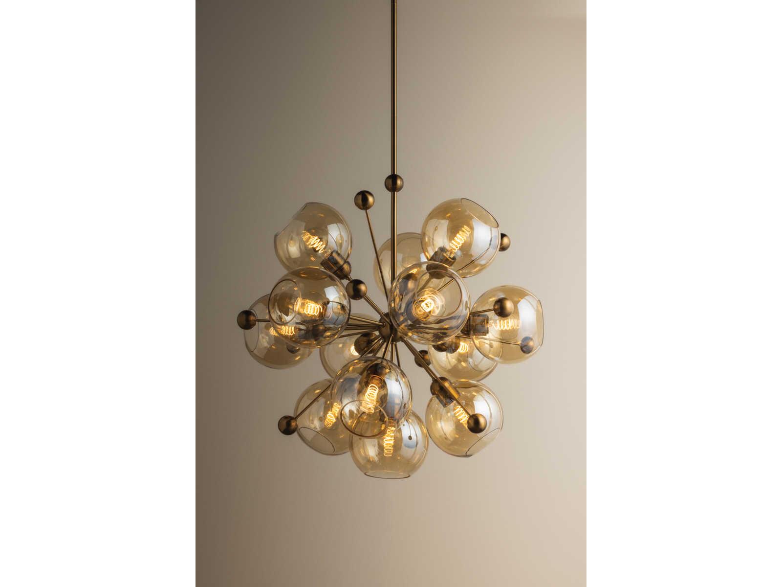 Troy Lighting Ellory 13-Light Patina Brass Globe Sputnik Chandelier