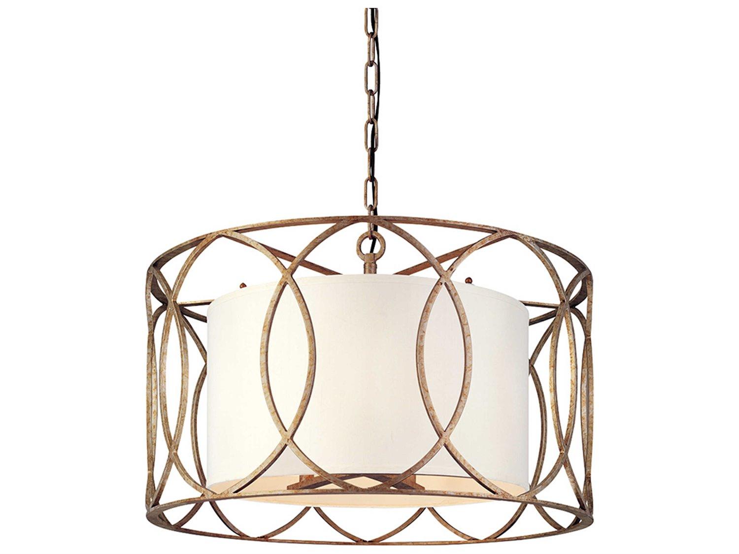 Troy Lighting Sausalito 5-Light Silver Gold Drum Pendant