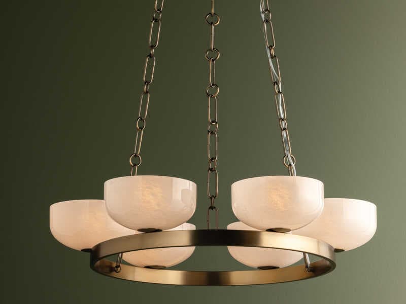 Troy Lighting Caelum 6-Light Patina Brass Bowl Chandelier