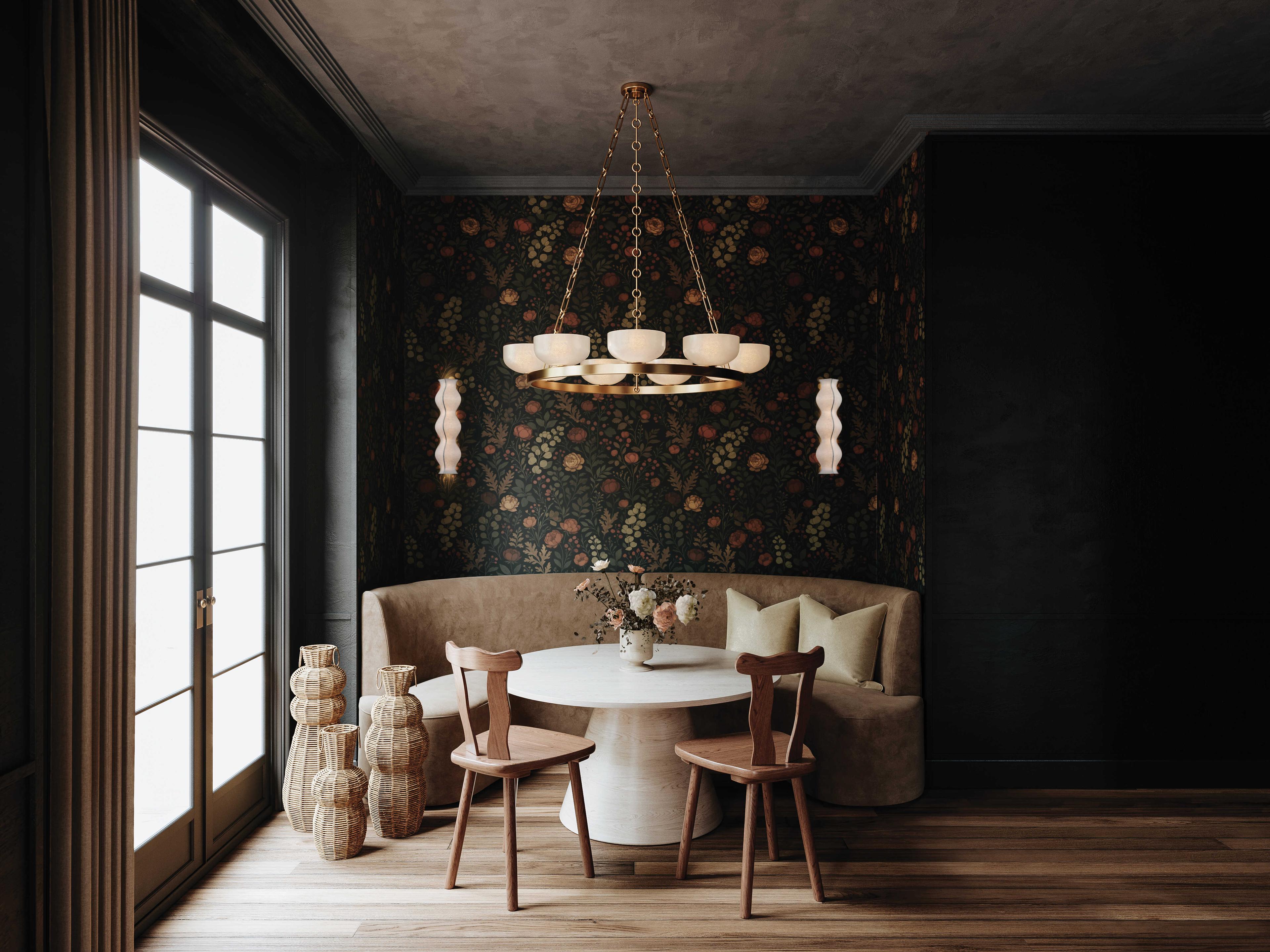 Troy Lighting Caelum 9-Light Patina Brass Bowl Chandelier