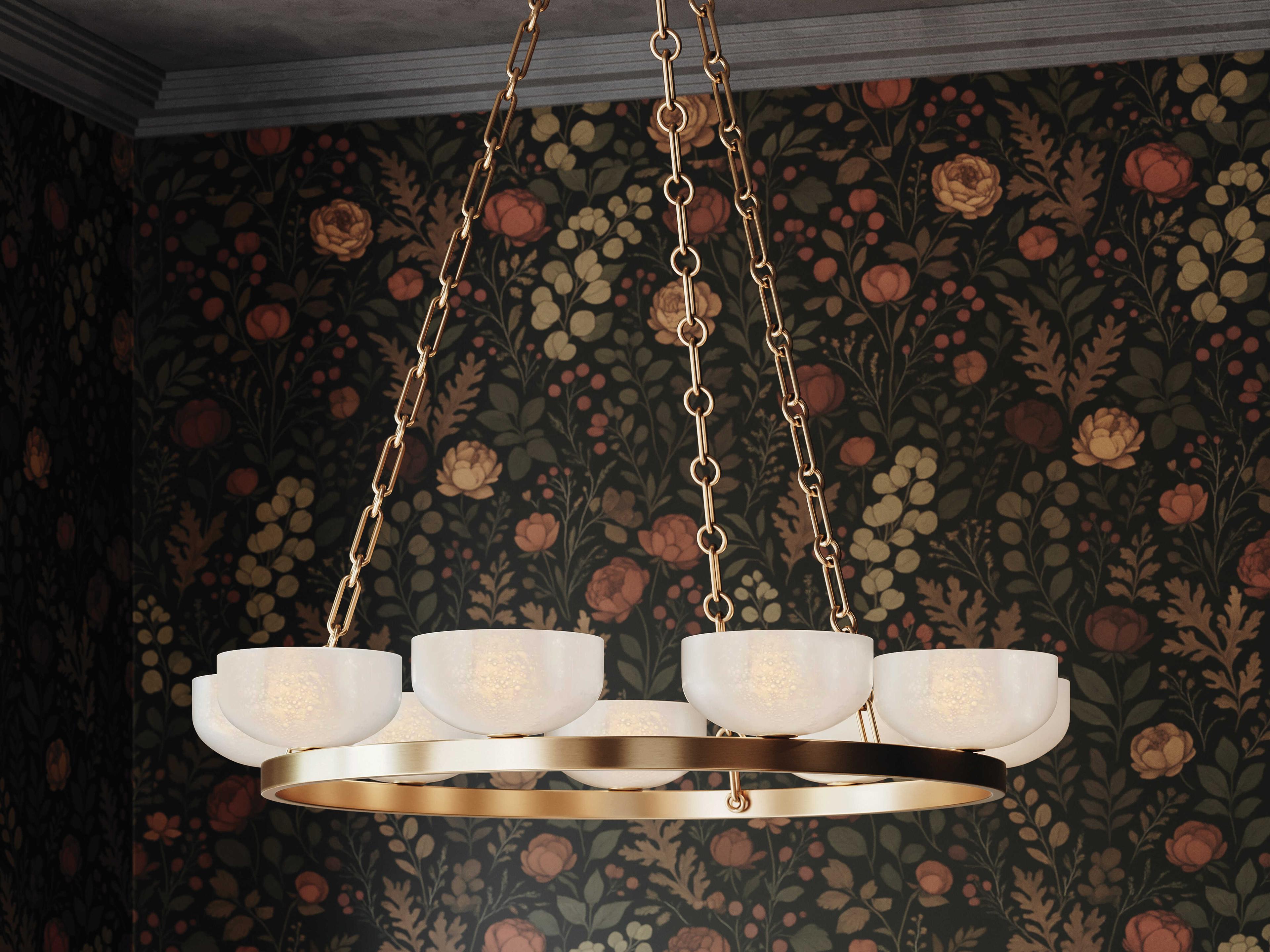 Troy Lighting Caelum 9-Light Patina Brass Bowl Chandelier