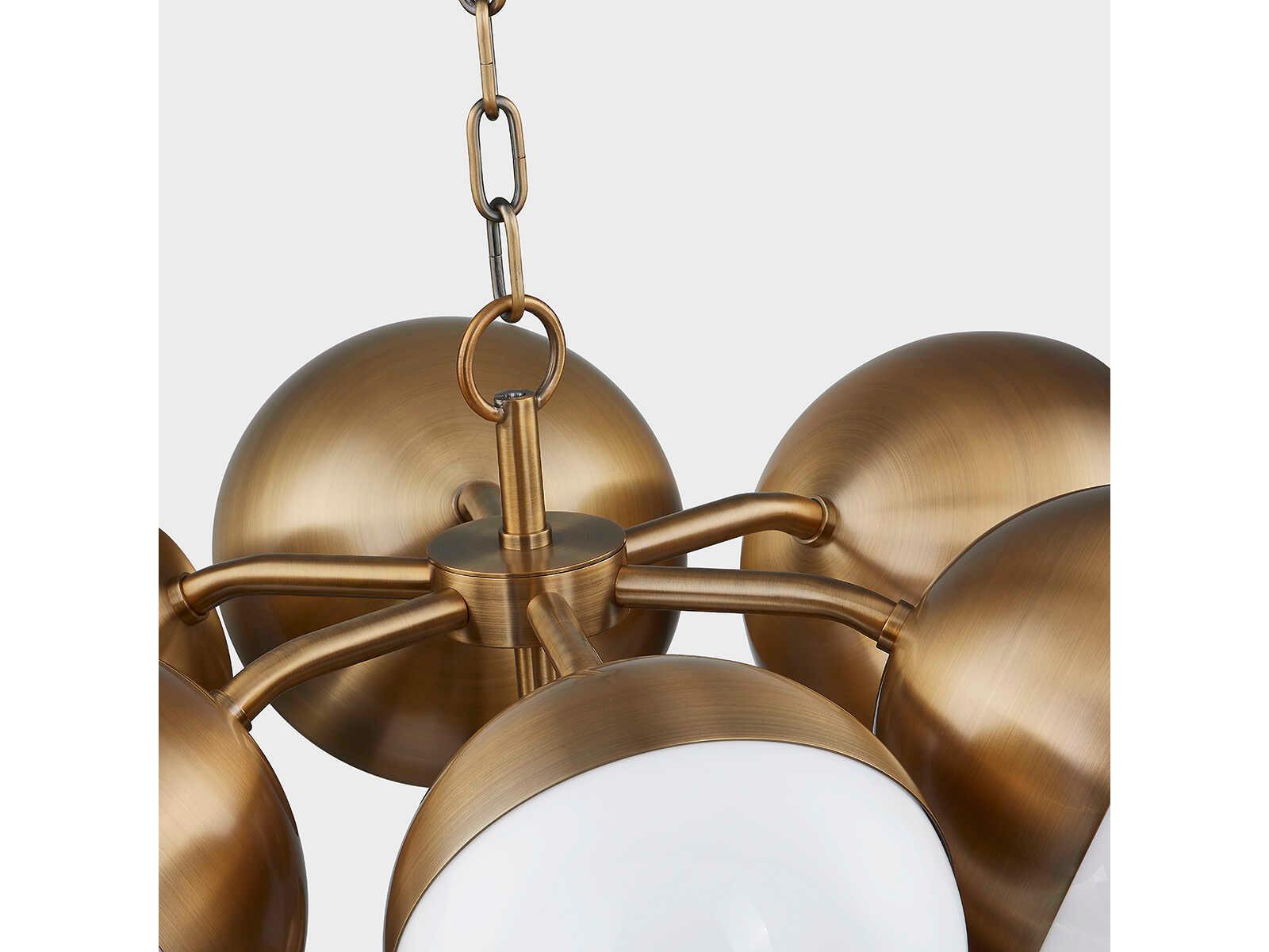 Troy Lighting Cupertino 7-Light Patina Brass Glass Globe Chandelier
