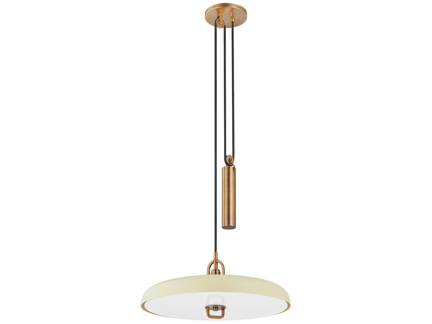 Troy Lighting Plummet 1-Light Patina Brass Soft Sand Off White LED Pendant