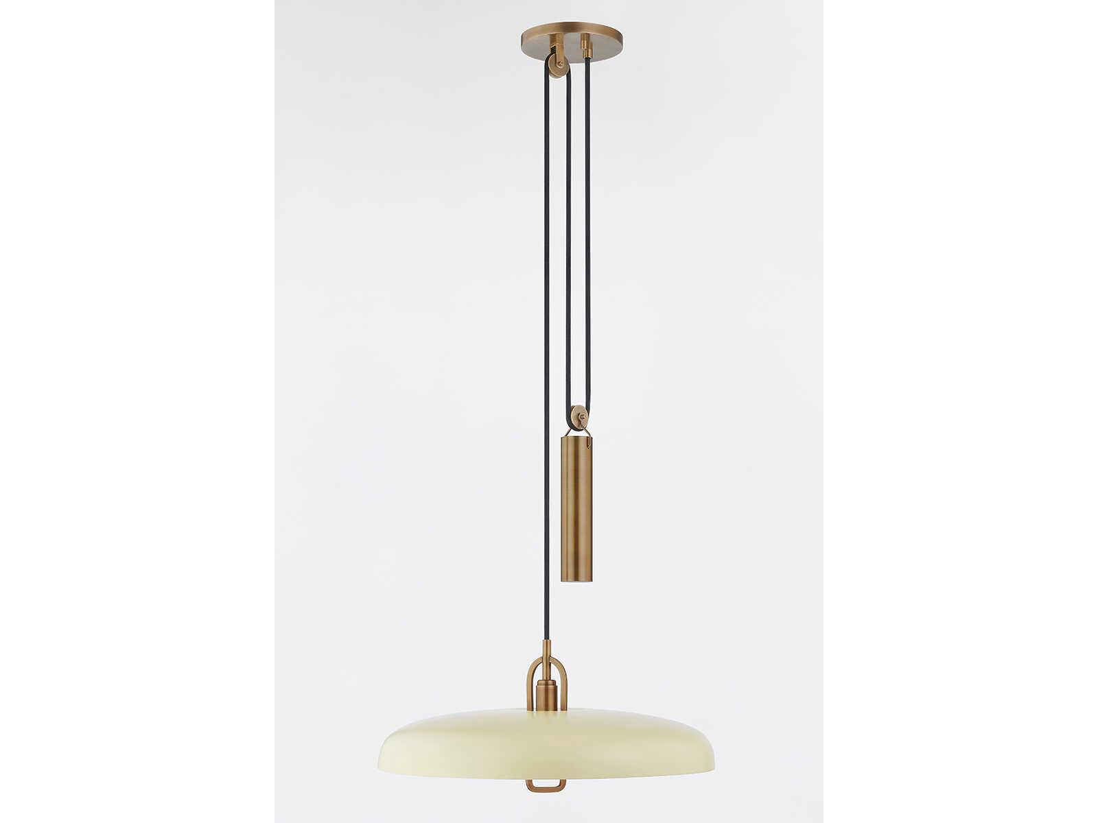 Troy Lighting Plummet 1-Light Patina Brass Soft Sand Off White LED Pendant