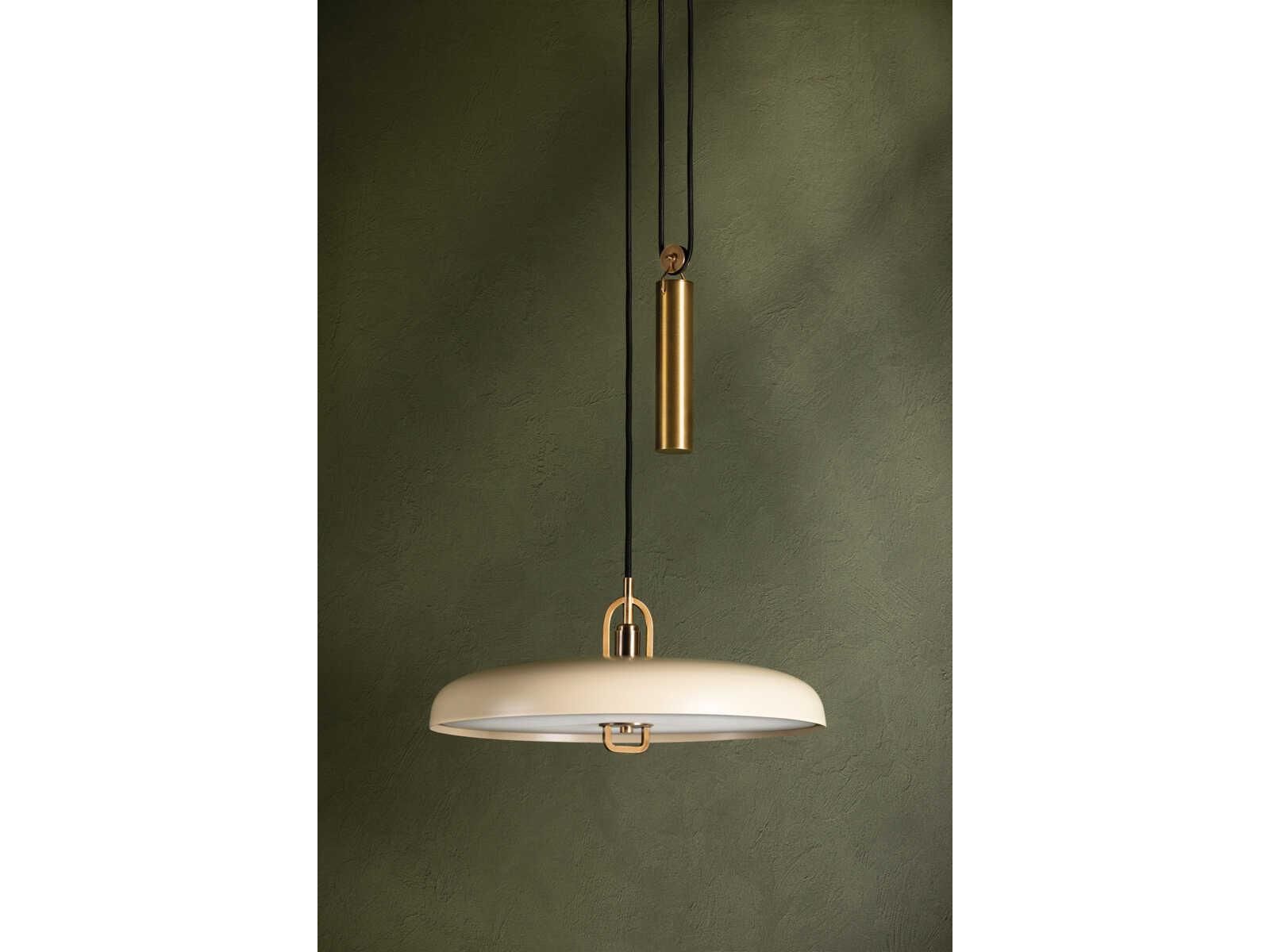 Troy Lighting Plummet 1-Light Patina Brass Soft Sand Off White LED Pendant