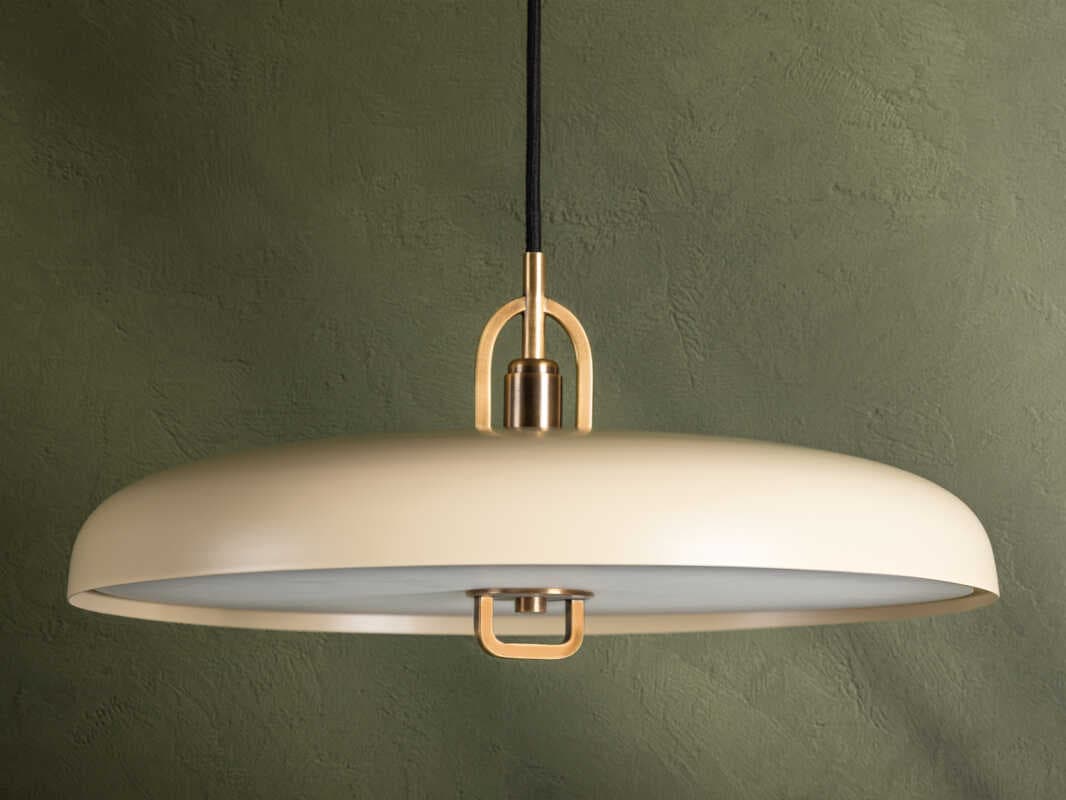 Troy Lighting Plummet 1-Light Patina Brass Soft Sand Off White LED Pendant