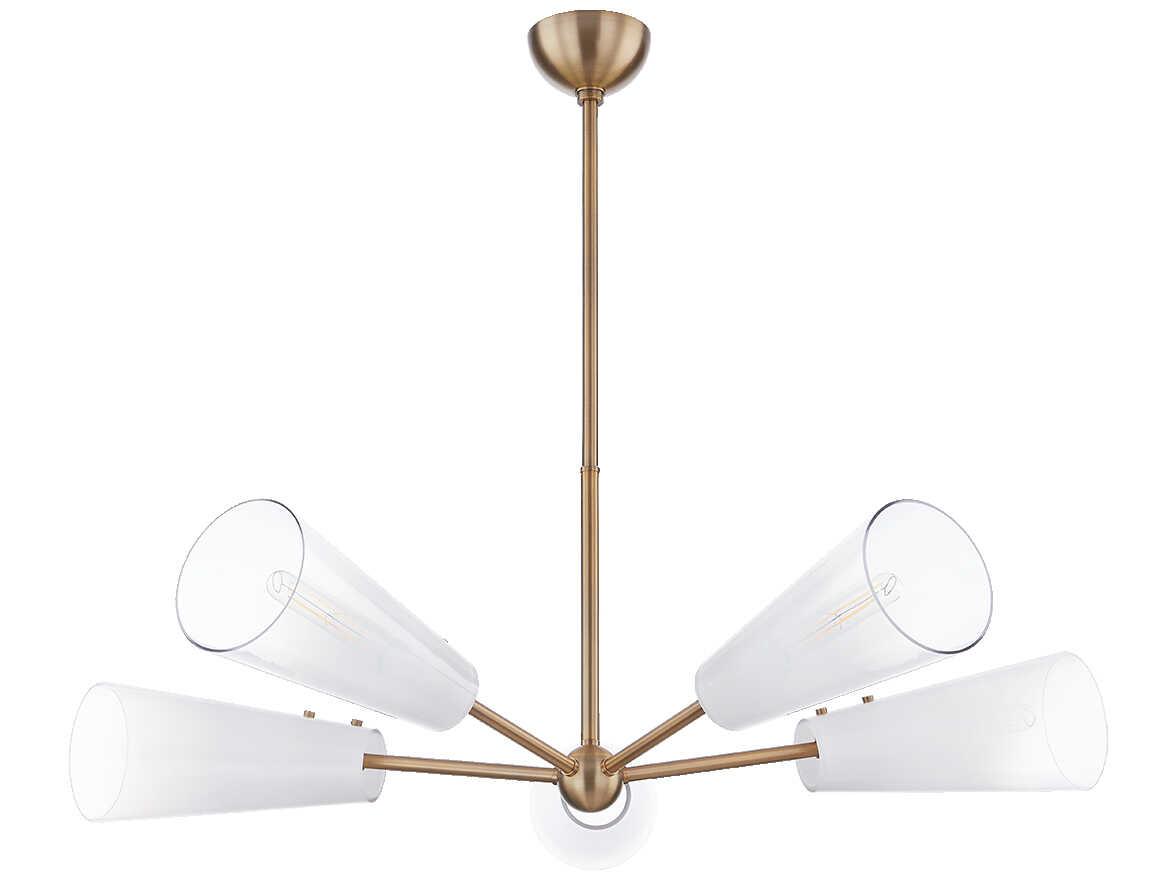 Troy Lighting Camarillo 5-Light Patina Brass Glass Chandelier