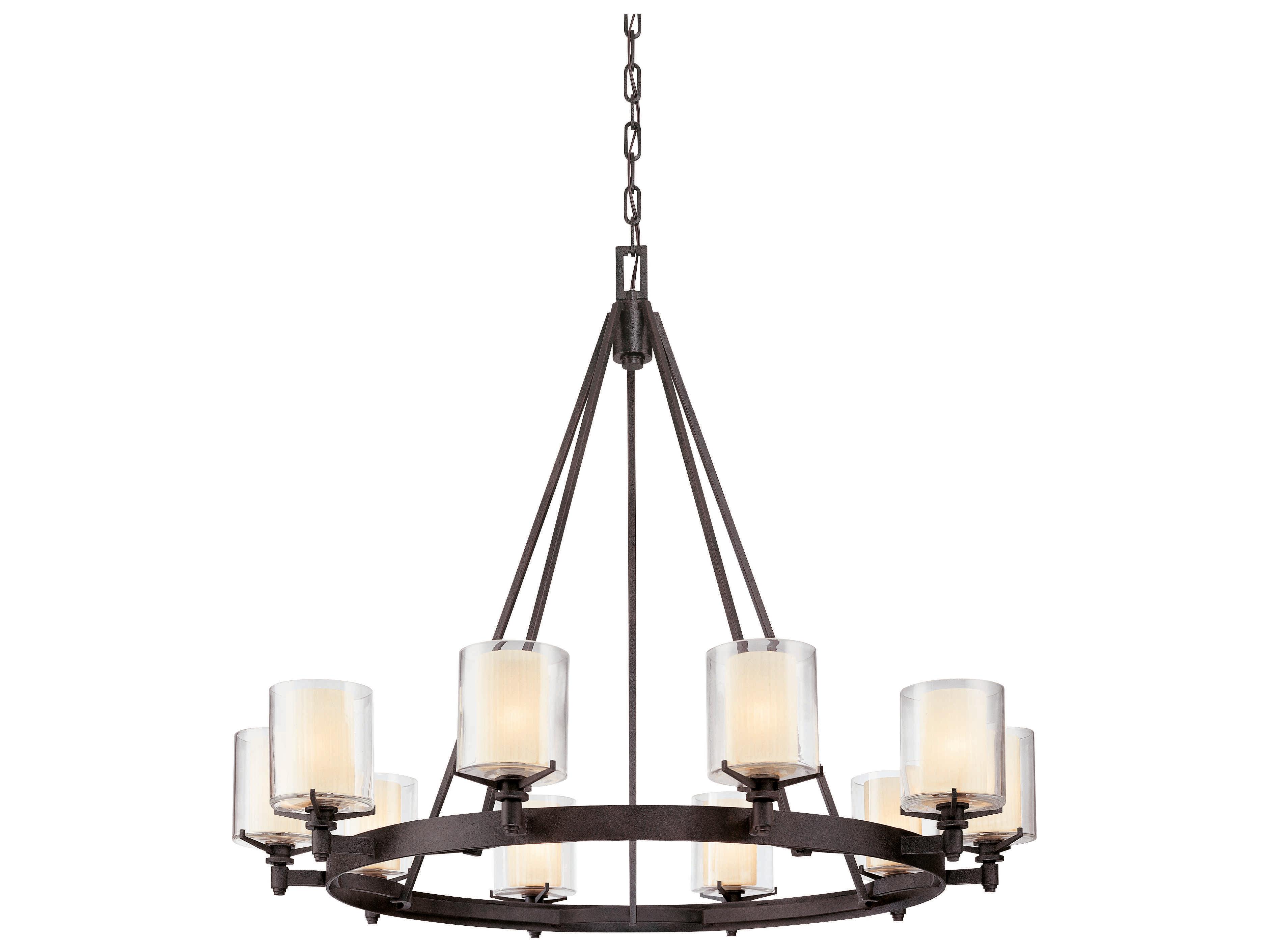Troy Lighting Arcadia 10-Light French Iron Black Glass Candelabra Cylinder Chandelier