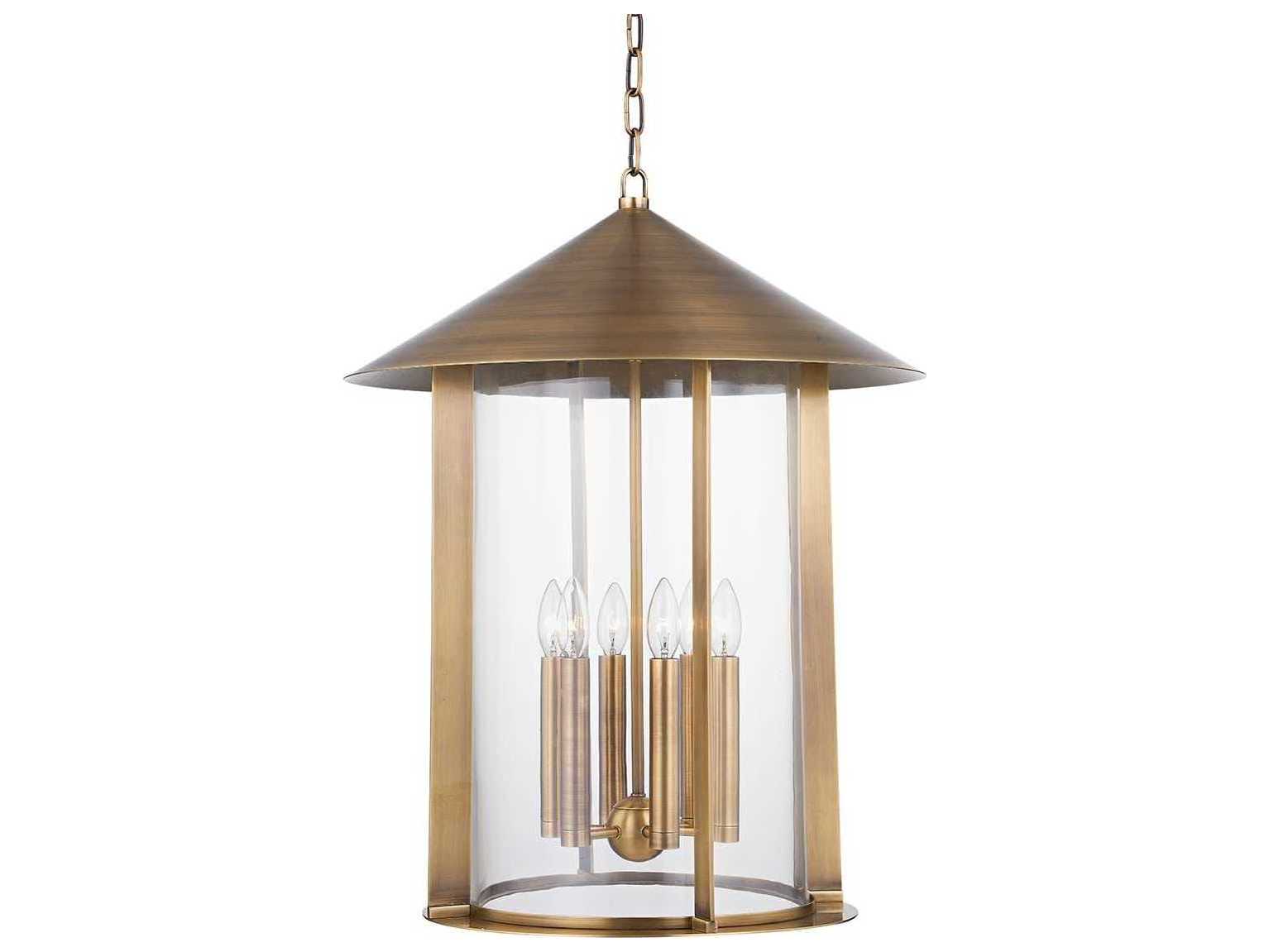 Troy Lighting Long Beach 6-Light Brass Glass Cylinder Lantern Chandelier