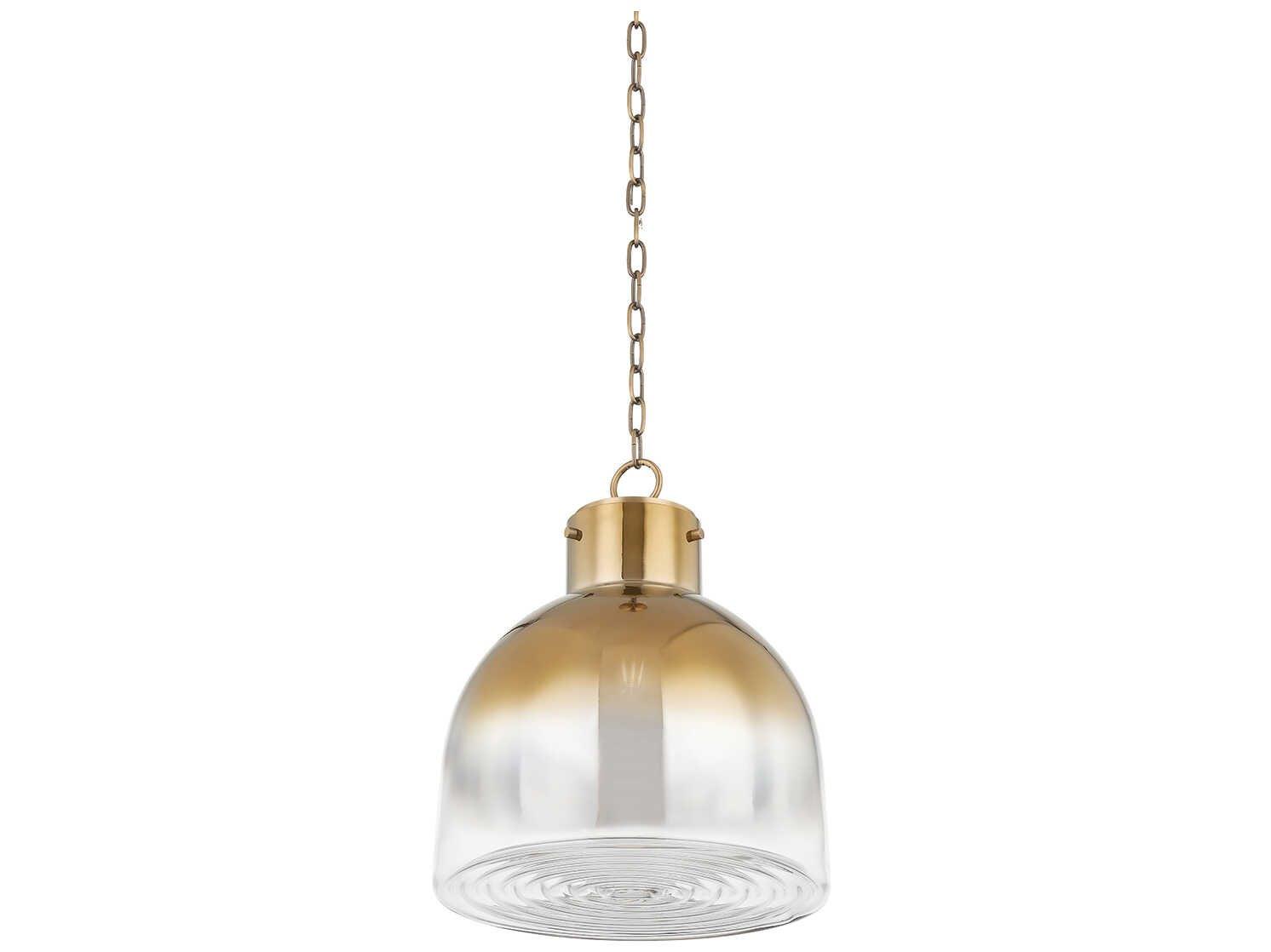 Troy Lighting Beryl 1-Light Patina Brass Glass Mini Pendant