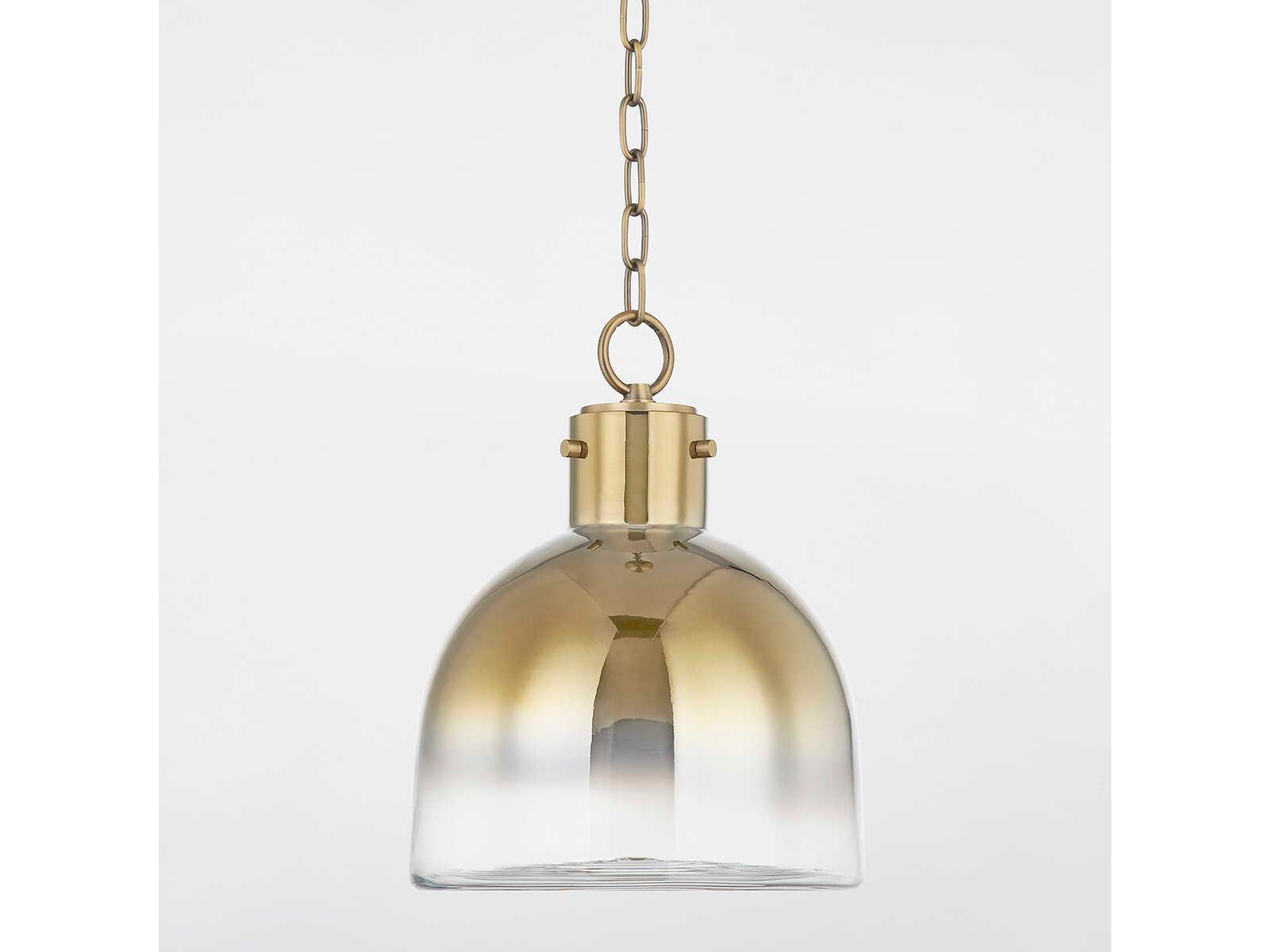 Troy Lighting Beryl 1-Light Patina Brass Glass Mini Pendant