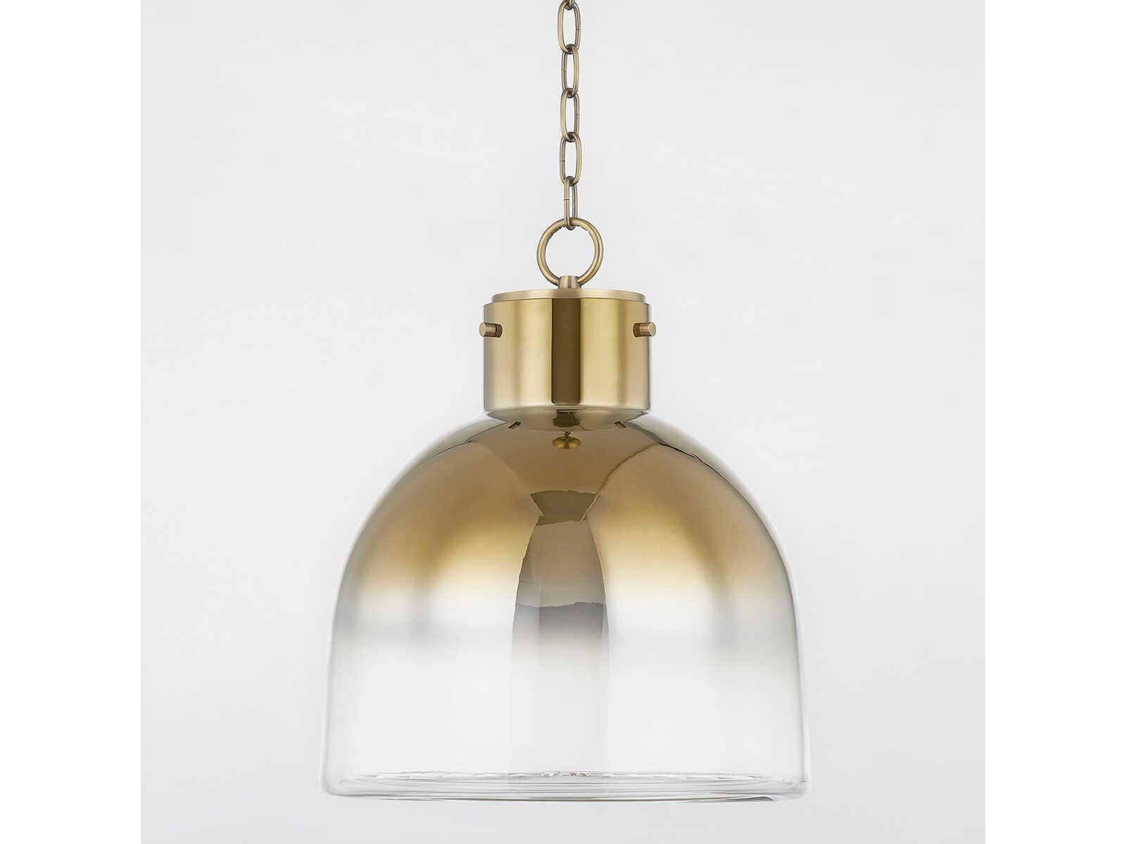 Troy Lighting Beryl 1-Light Patina Brass Glass Pendant
