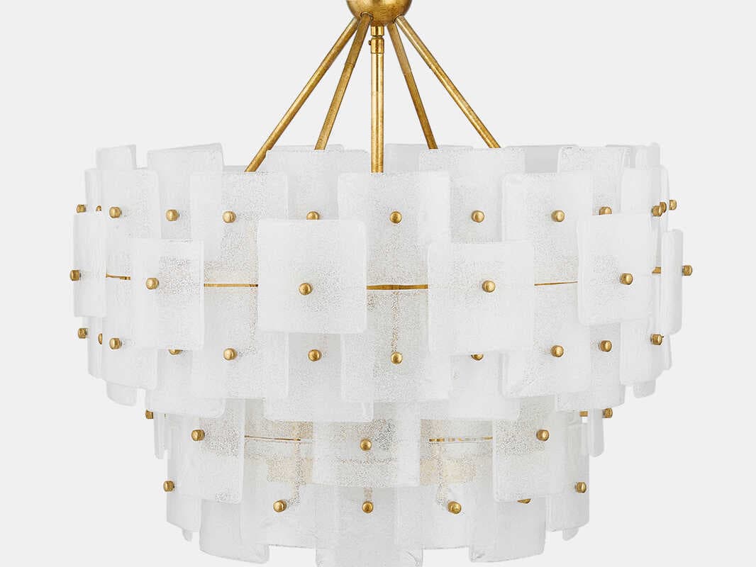 Troy Lighting Jacik 6-Light Vintage Gold Leaf White Chandelier