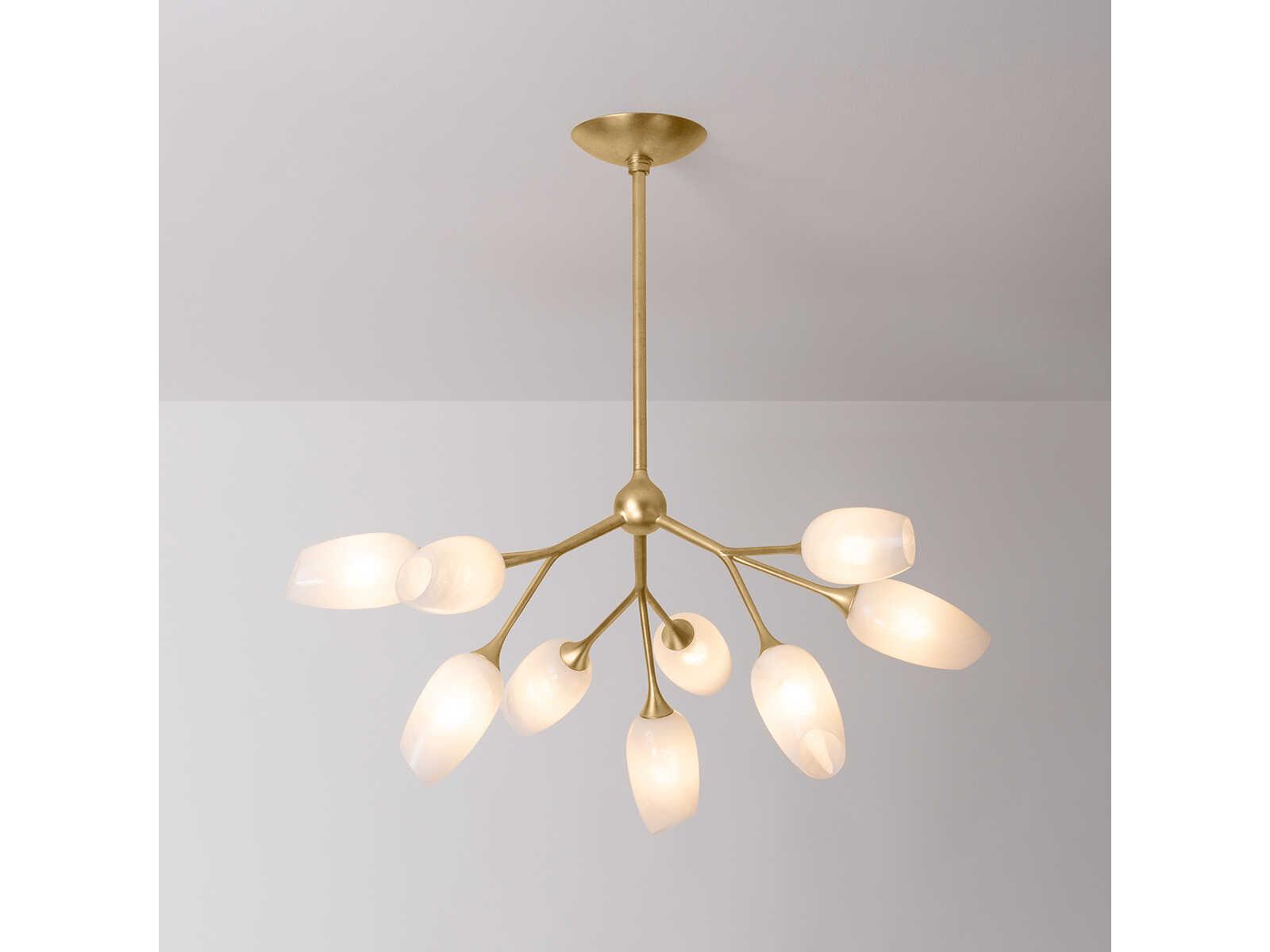 Troy Lighting Aldean 9-Light Vintage Gold Leaf Brass Candelabra Chandelier