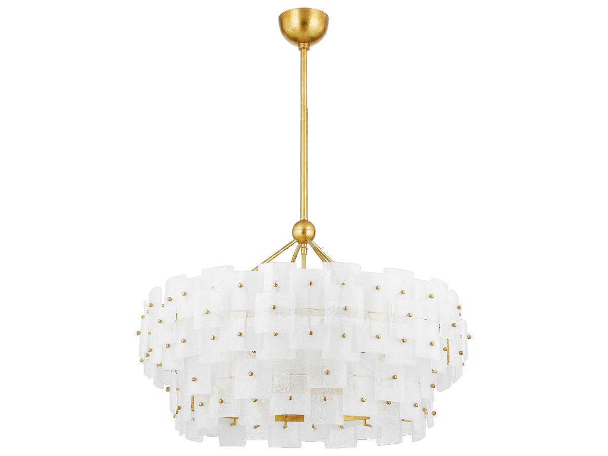 Troy Lighting Jacik 8-Light Vintage Gold Leaf White Chandelier