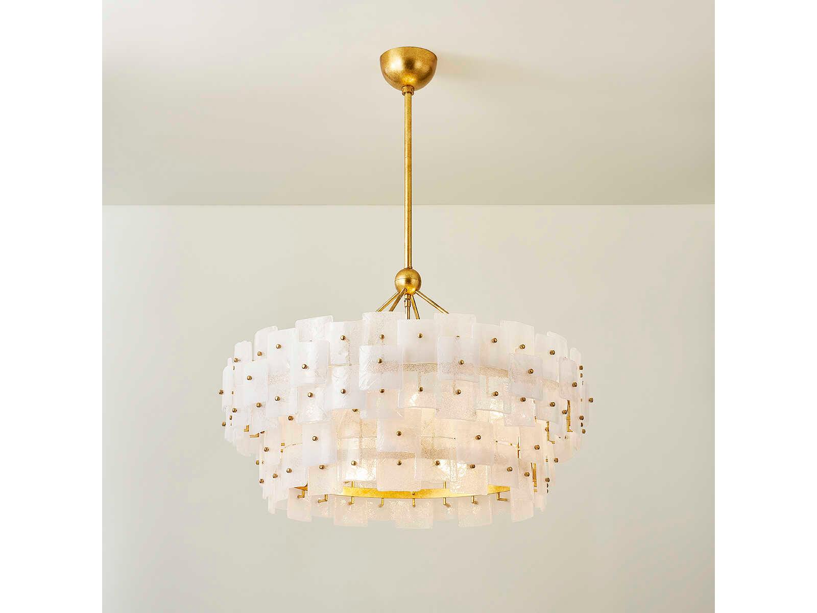 Troy Lighting Jacik 8-Light Vintage Gold Leaf White Chandelier