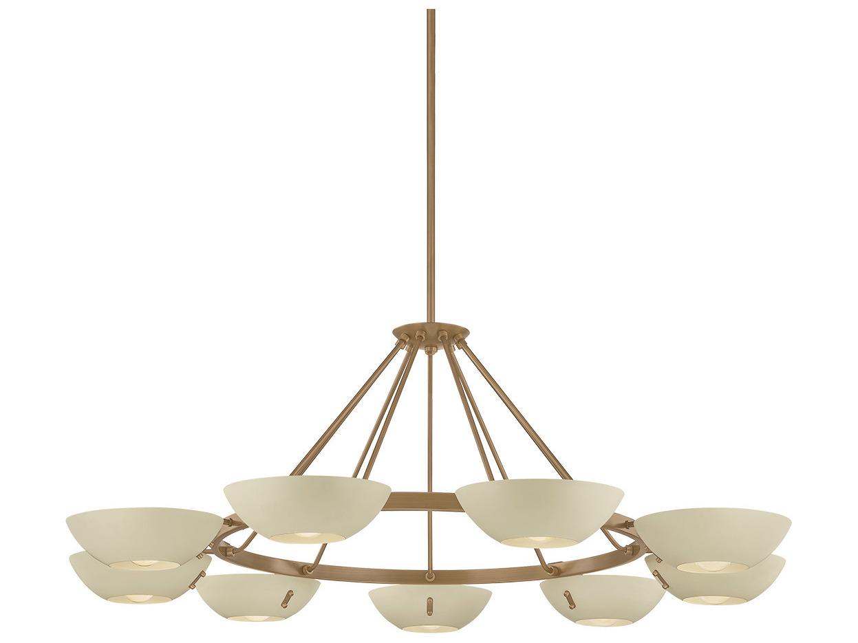 Troy Lighting Alturas 9-Light Patina Brass Soft Sand Round Chandelier