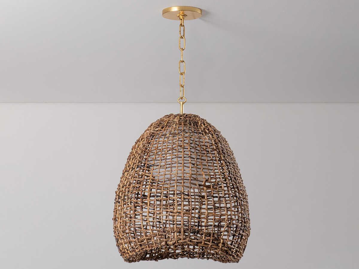 Troy Lighting Maester 1-Light Vintage Gold Leaf Brown Pendant