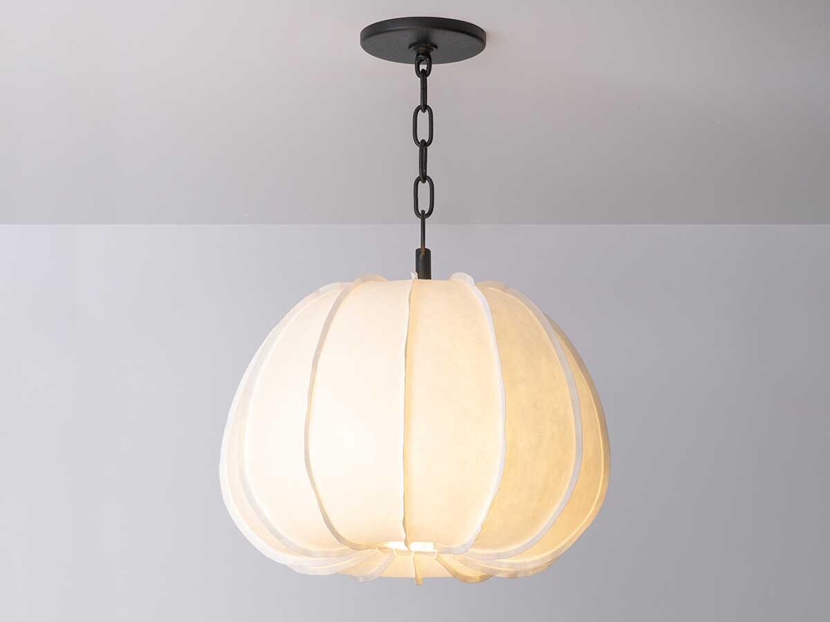 Troy Lighting Bayu 1-Light Forged Iron White Round Pendant