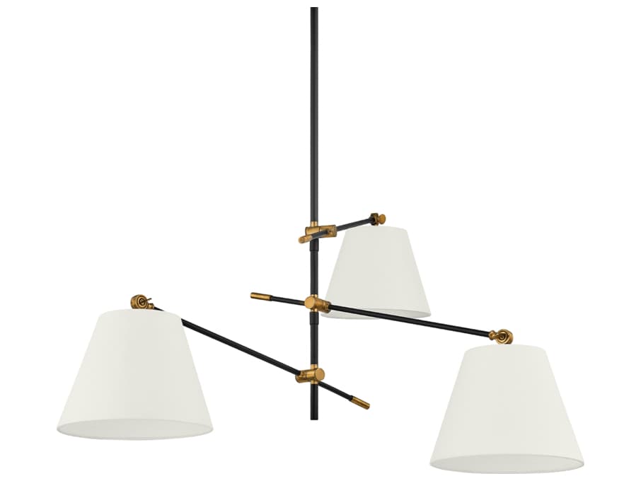 Troy Lighting Navin 3-Light Patina Brass Black Empire Chandelier