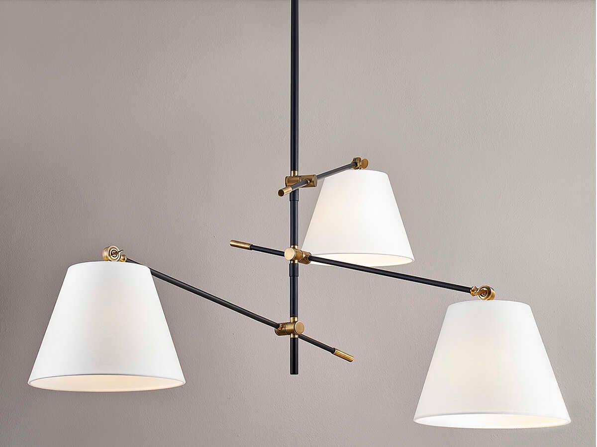 Troy Lighting Navin 3-Light Patina Brass Black Empire Chandelier