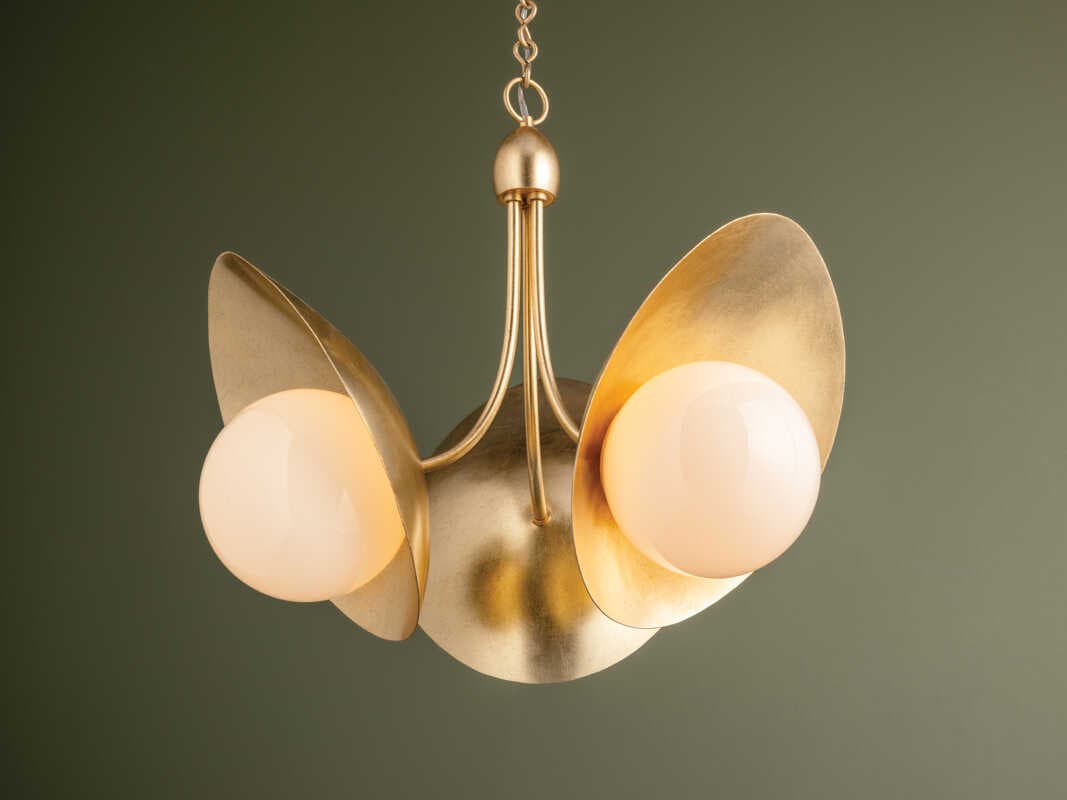 Troy Lighting Olson 3-Light Vintage Gold Leaf Globe Chandelier