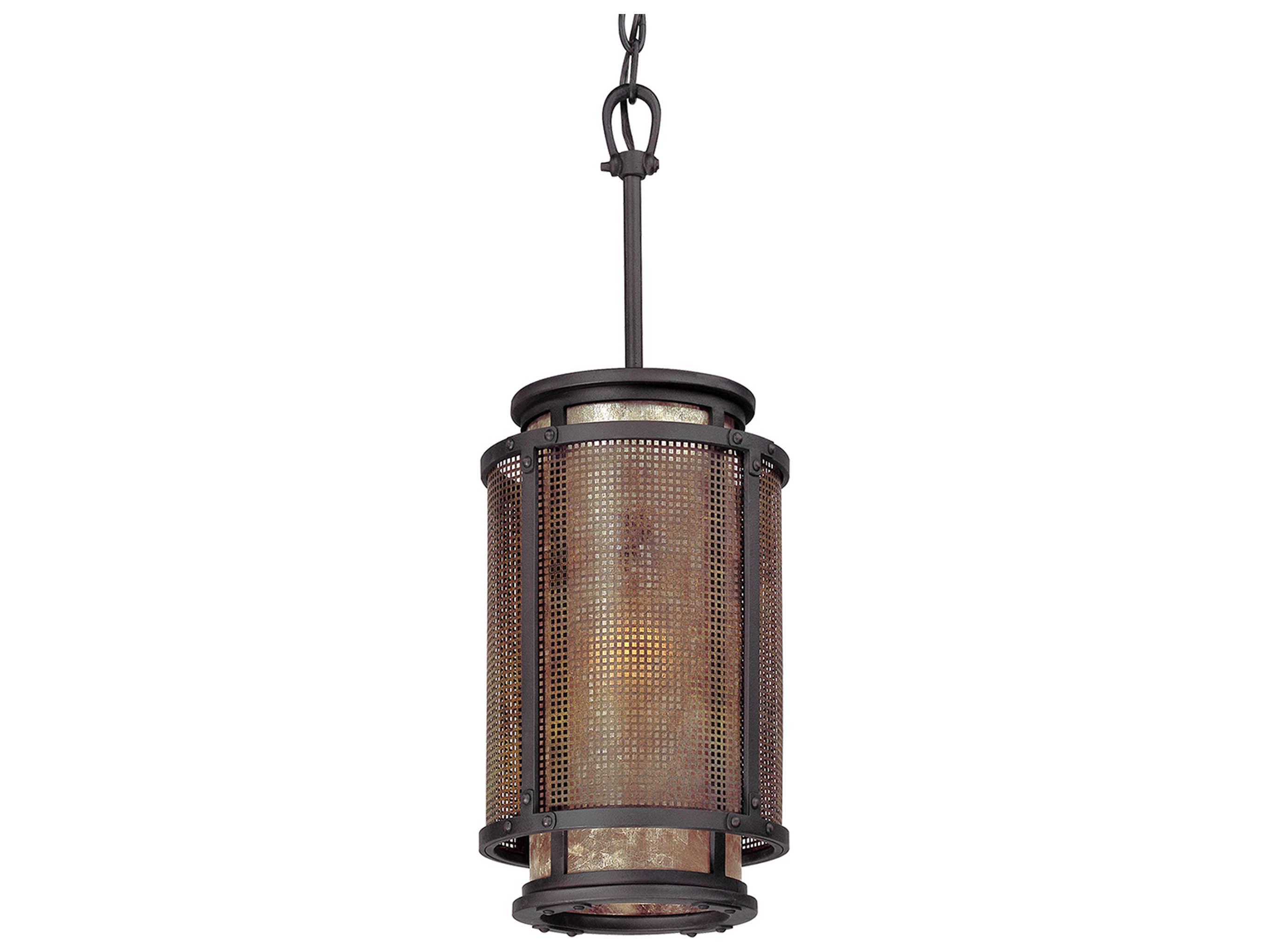 Troy Lighting Copper Mountain 1-Light Bronze Glass Cylinder Mini Pendant