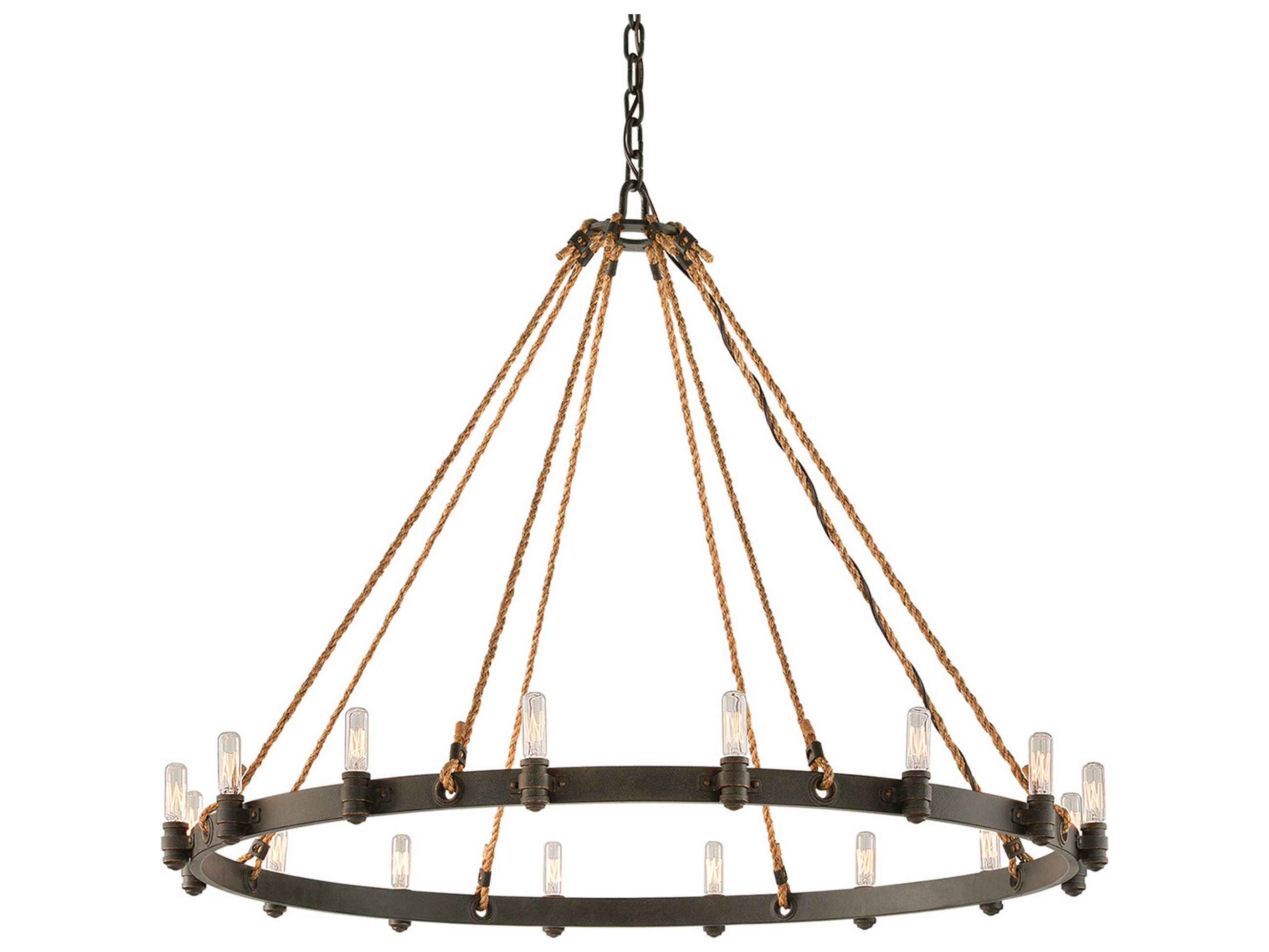 Troy Lighting Pike Place 16-Light-Light6 Shipyard Bronze Candelabra Chandelier
