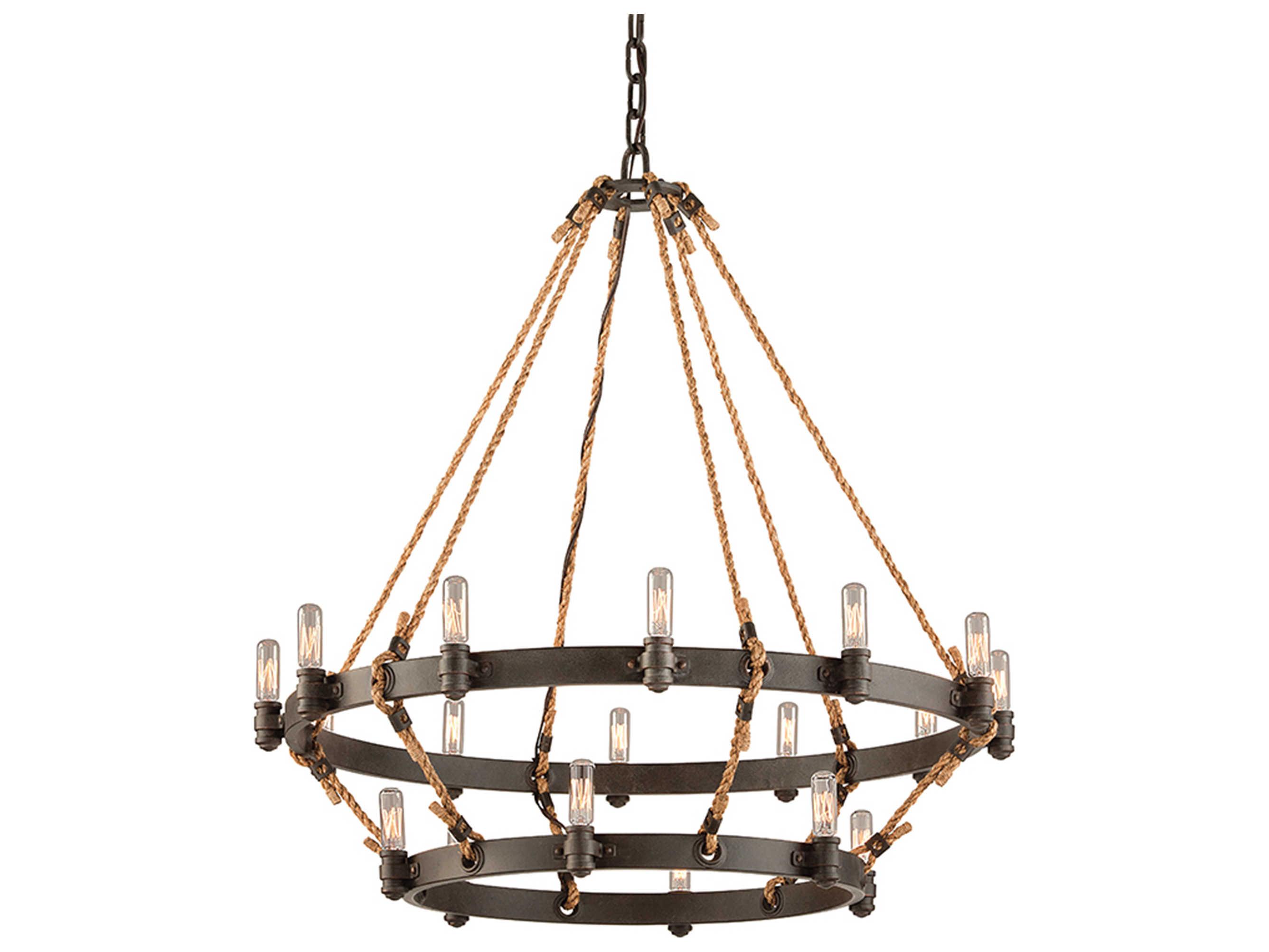 Troy Lighting Pike Place 18-Light Shipyard Bronze Candelabra Tiered Chandelier