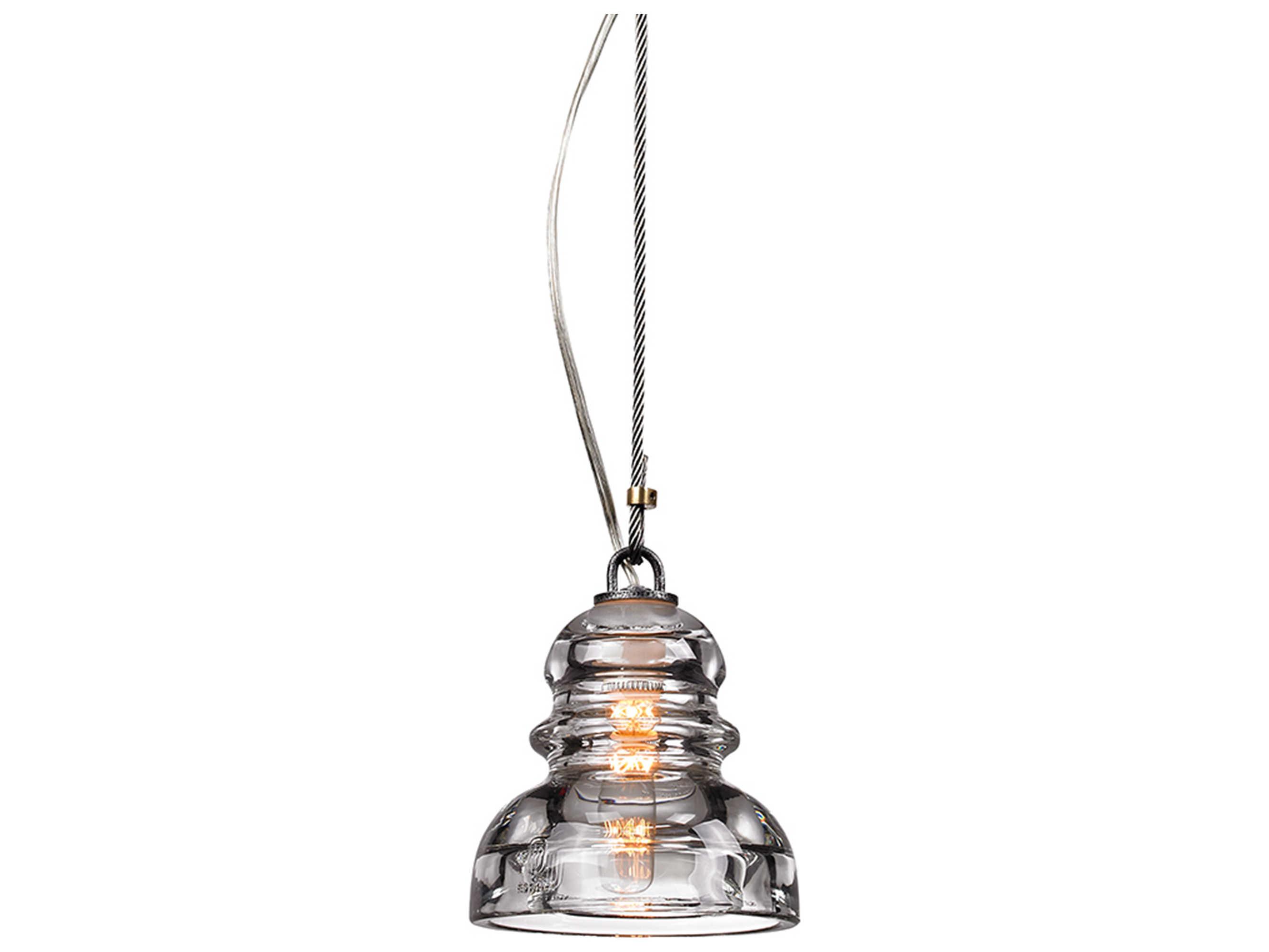 Troy Lighting Menlo Park 1-Light Old Silver Glass Bell Mini Pendant