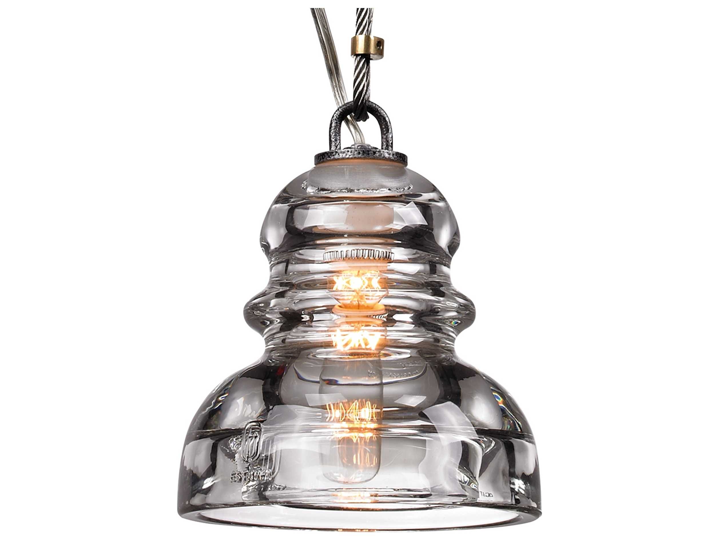 Troy Lighting Menlo Park 1-Light Old Silver Glass Bell Mini Pendant