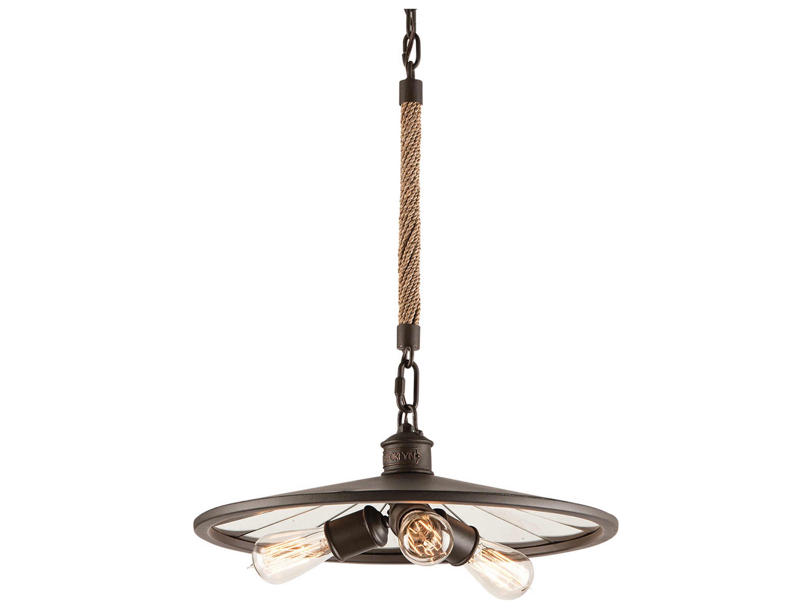 Troy Lighting Brooklyn 3-Light Bronze Glass Pendant