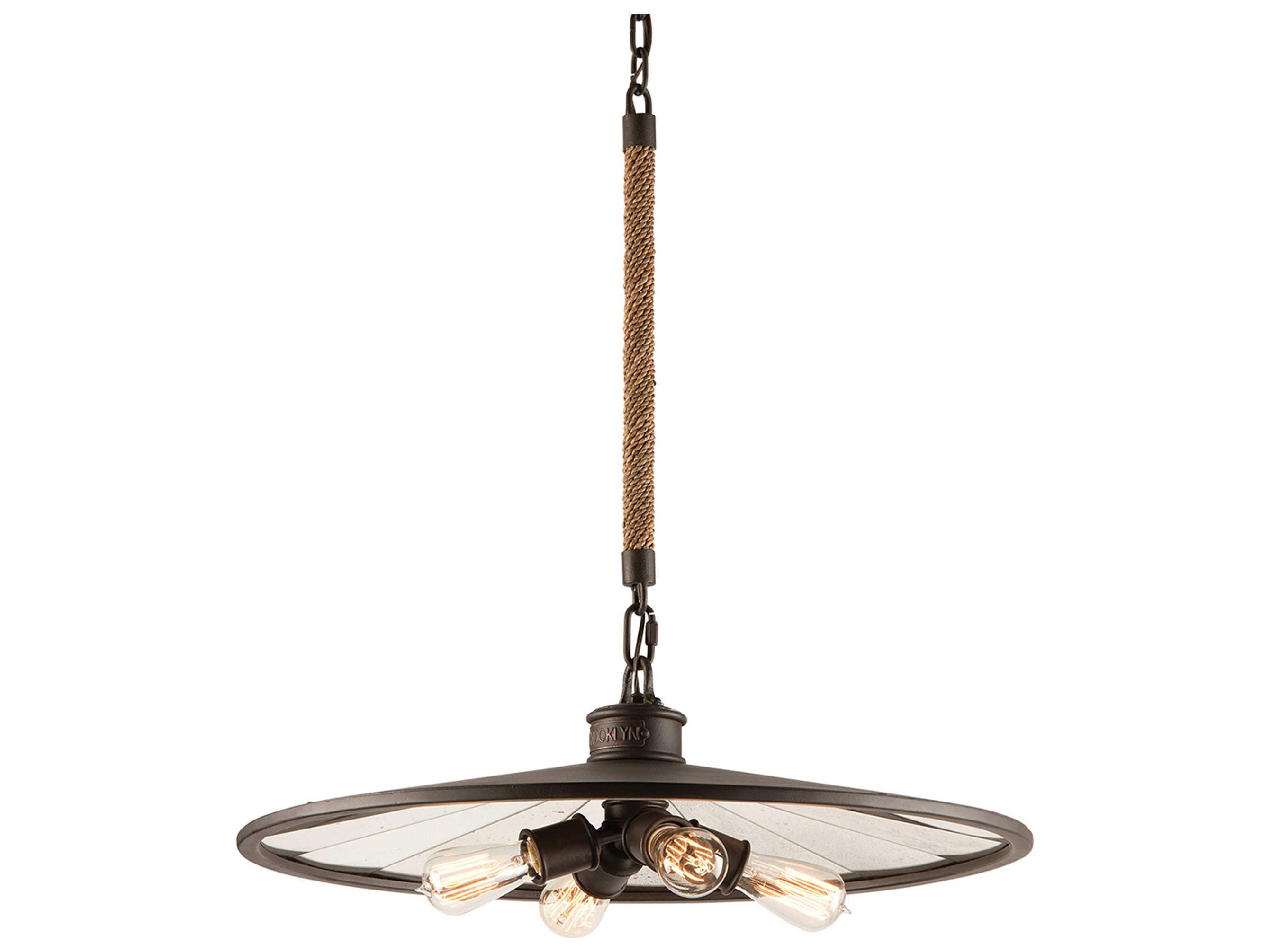 Troy Lighting Brooklyn 4-Light Bronze Glass Pendant