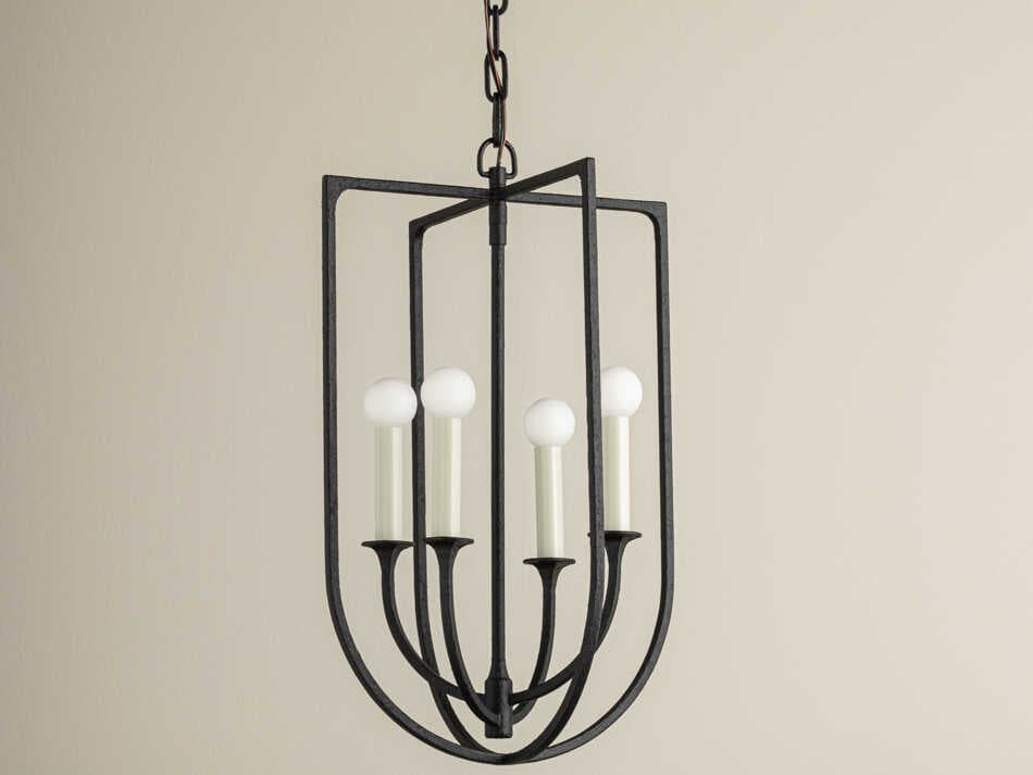 Troy Lighting Kael 4-Light Black Iron Lantern Pendant