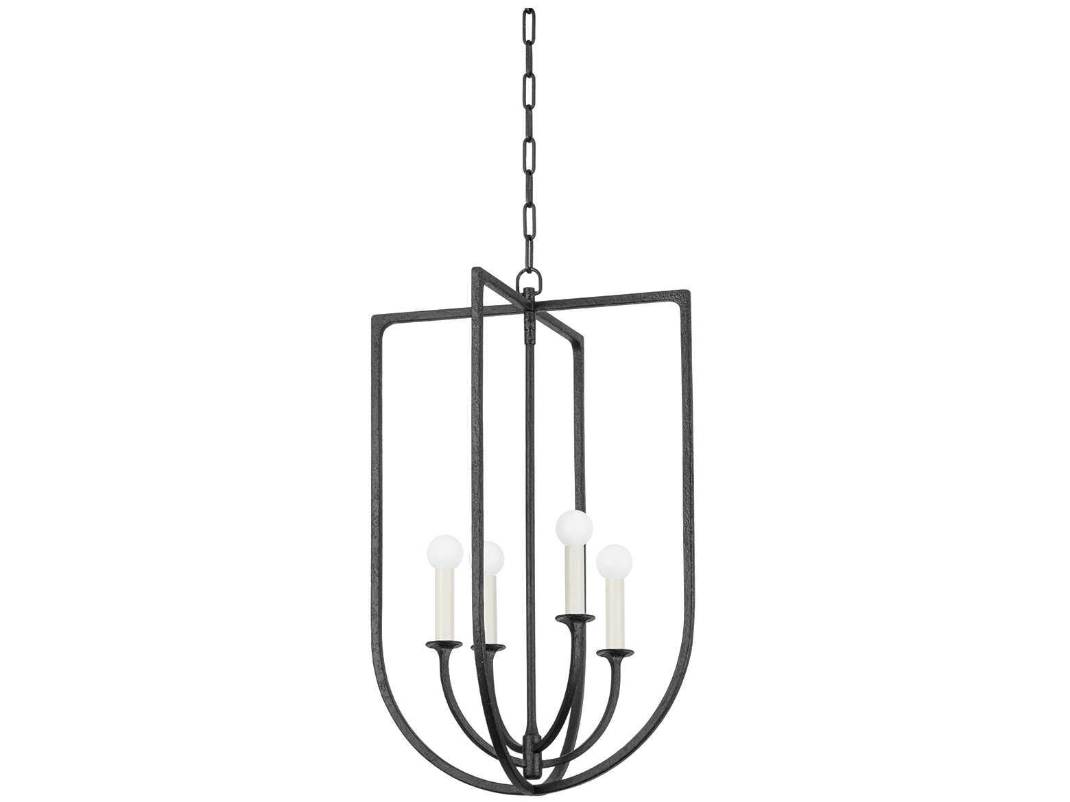 Troy Lighting Kael 4-Light Black Iron Lantern Pendant