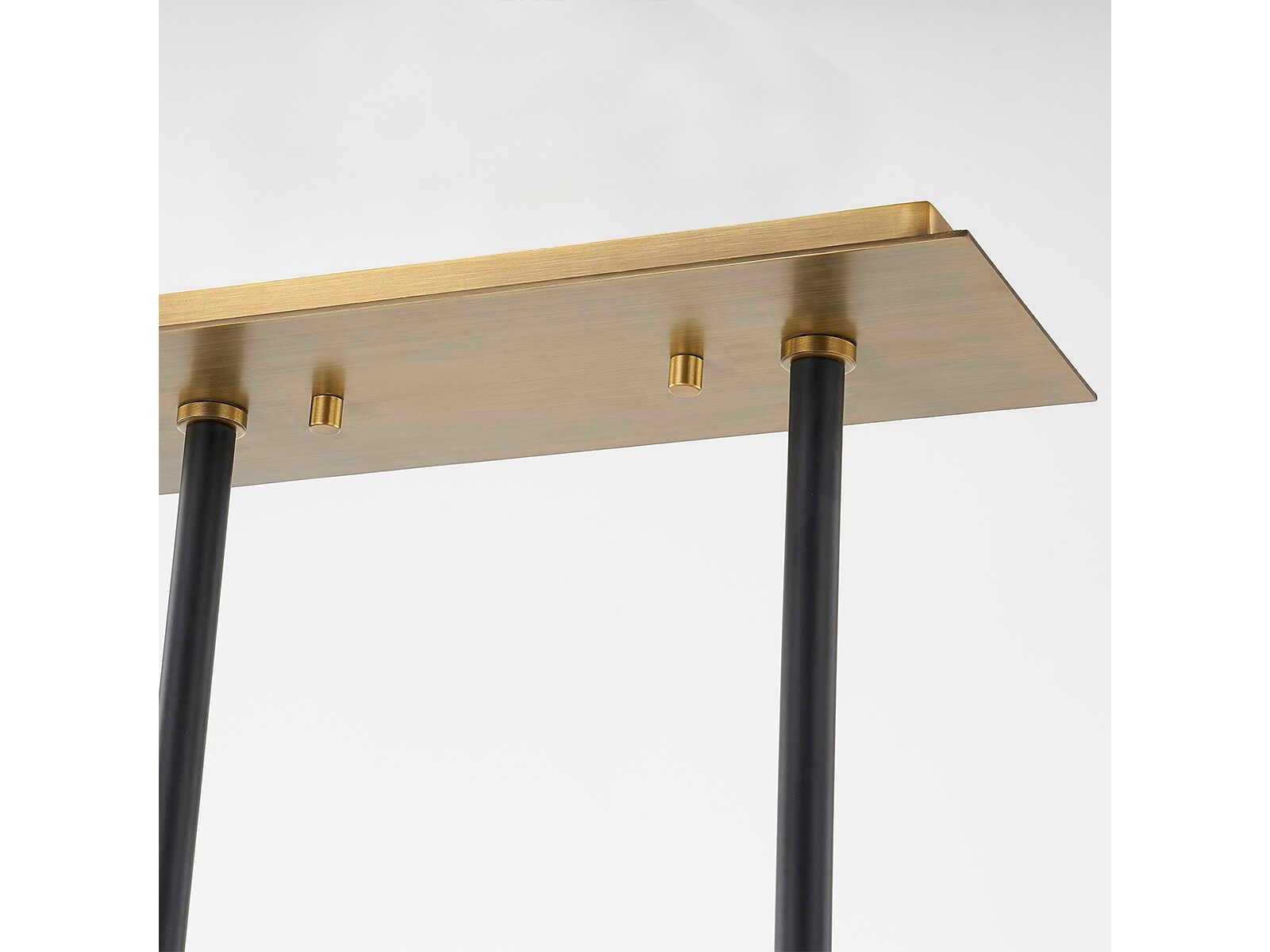 Troy Lighting Titus 3-Light Patina Brass Black Glass LED Cylinder Linear Island Pendant