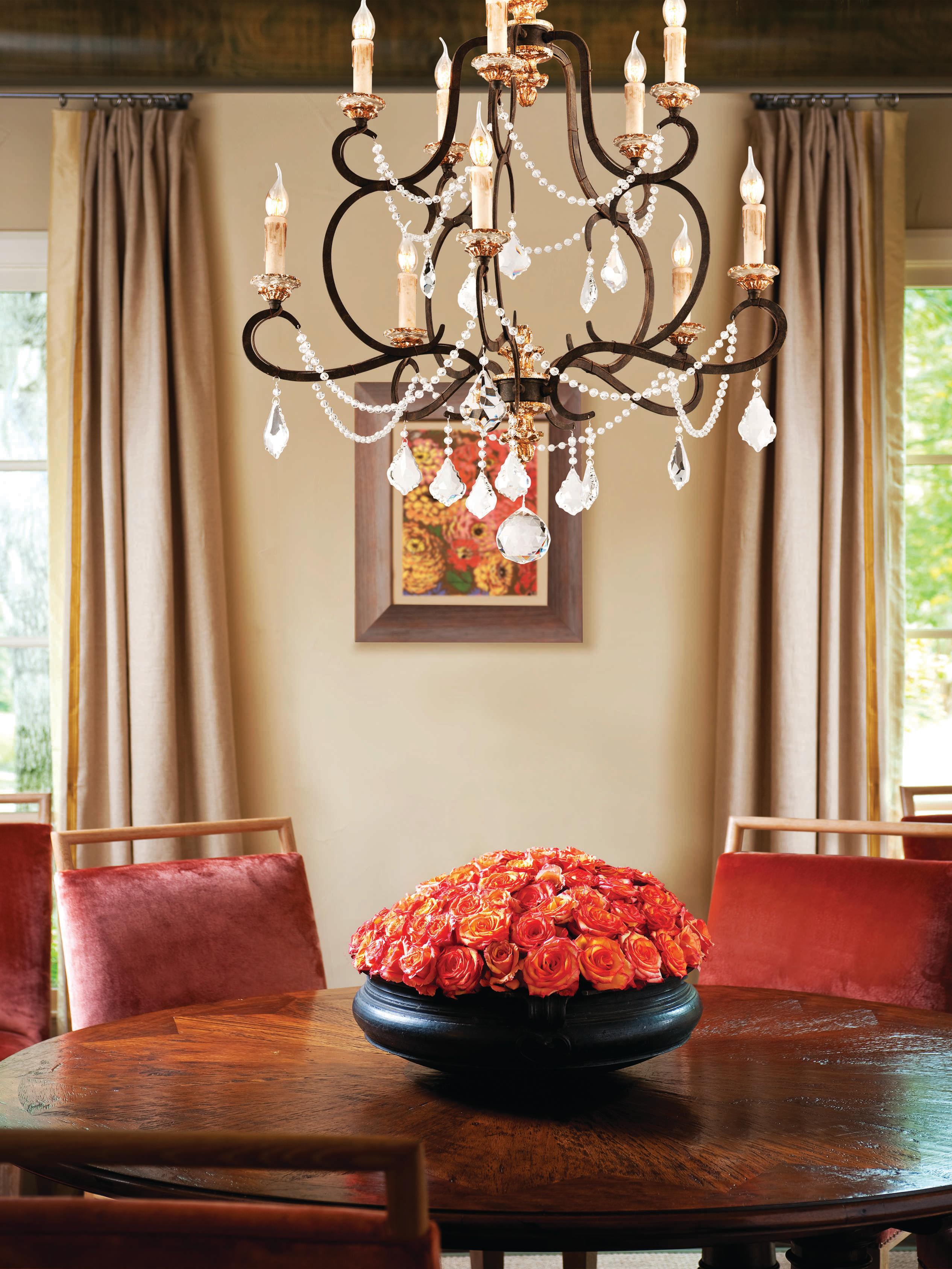 Troy Lighting Bordeaux 10-Light Parisian Bronze Crystal Candelabra Chandelier