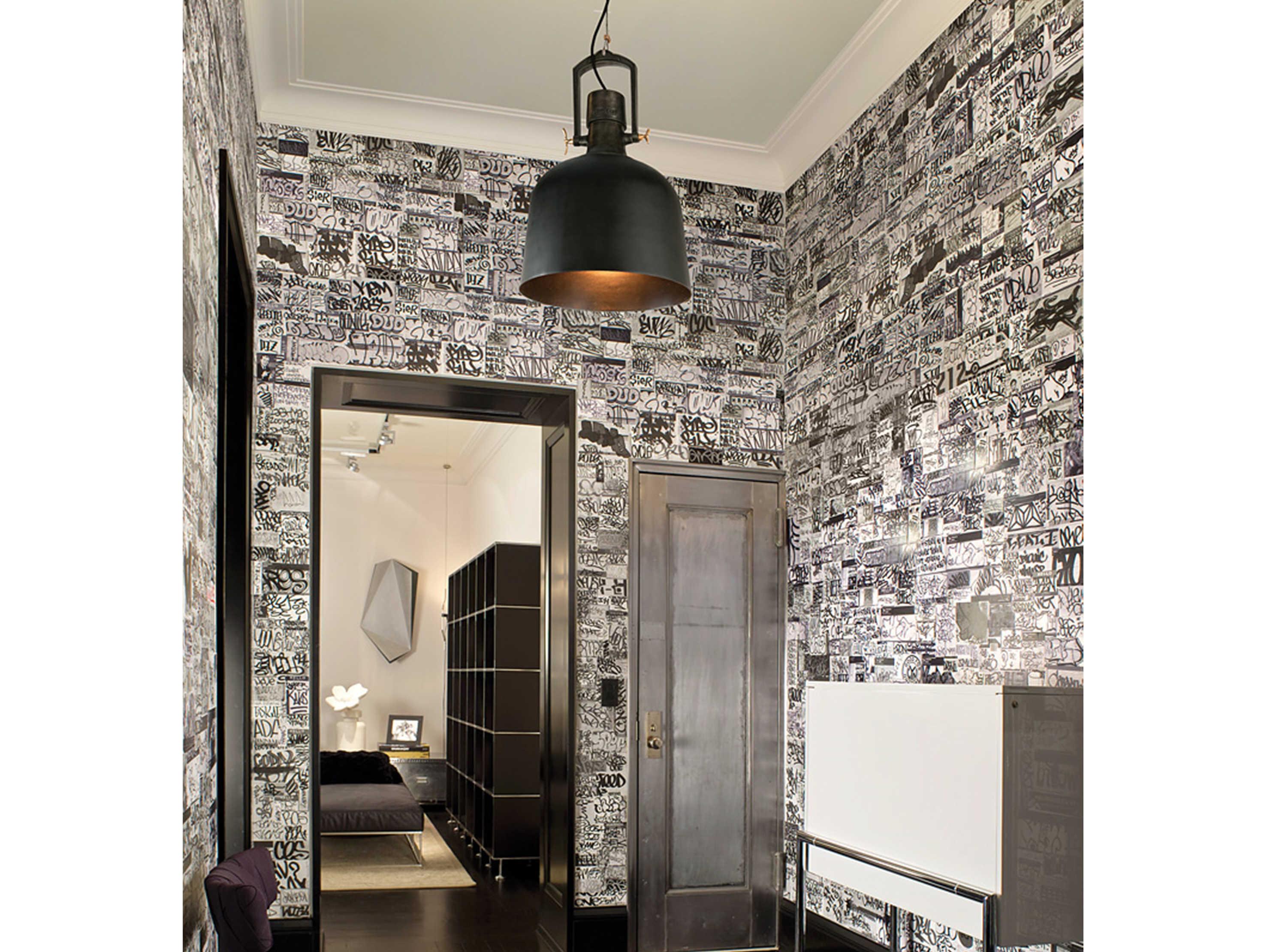 Troy Lighting Hangar 1-Light Old Silver With Aged Brass Accents Bell Mini Pendant